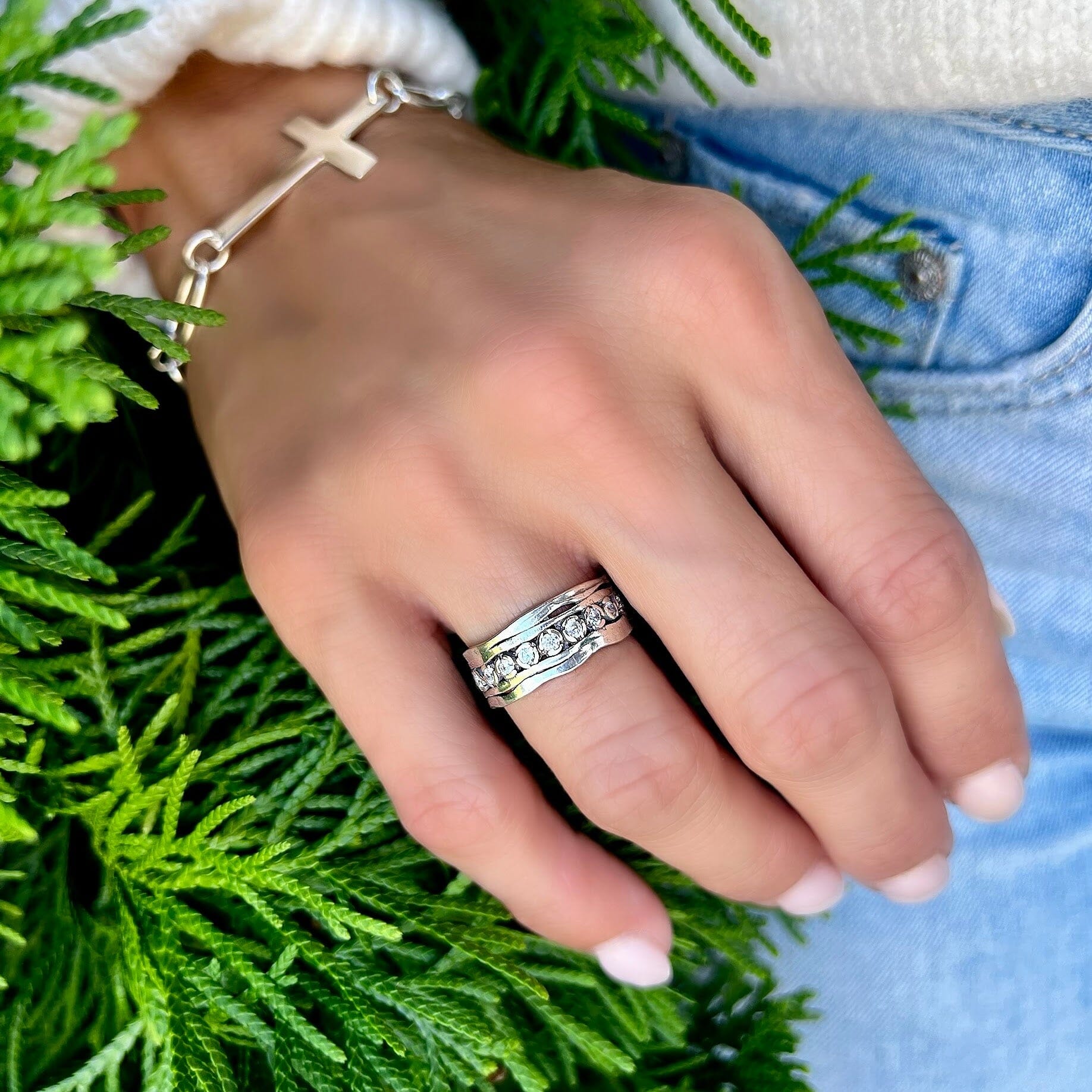 sterling silver high polished and oxidized ring