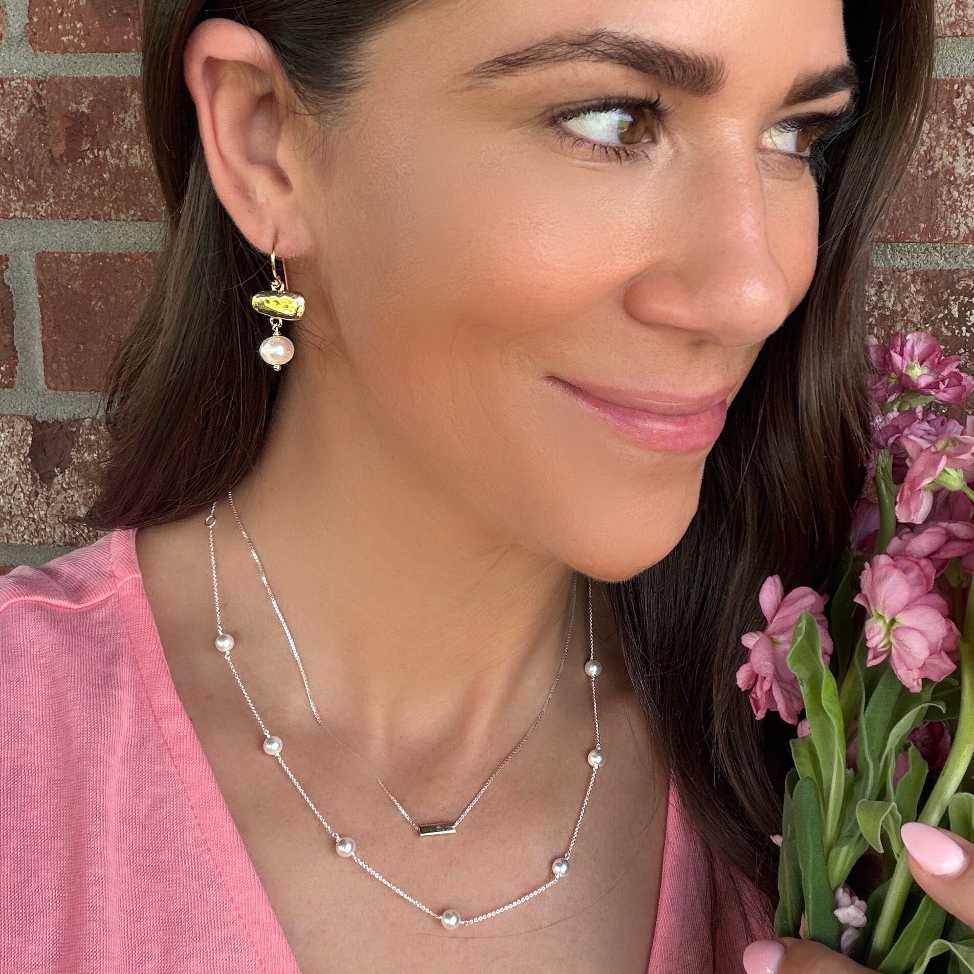 freshwater pearl dangling earrings