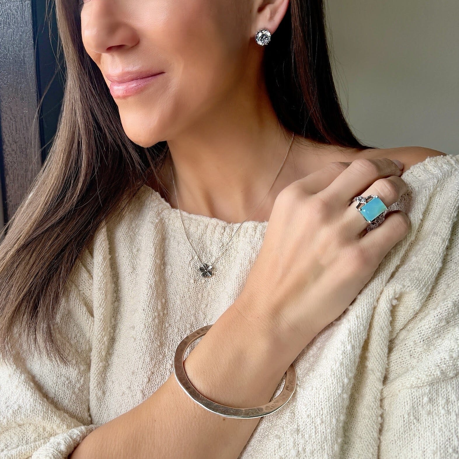 Go Big Bangle paired with sterling silver jewelry