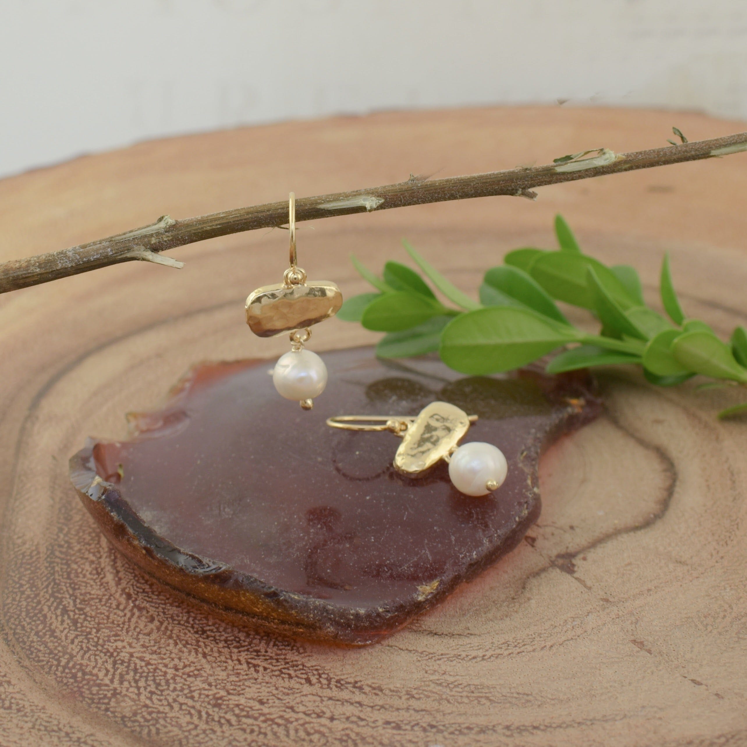 Gold hook back earrings