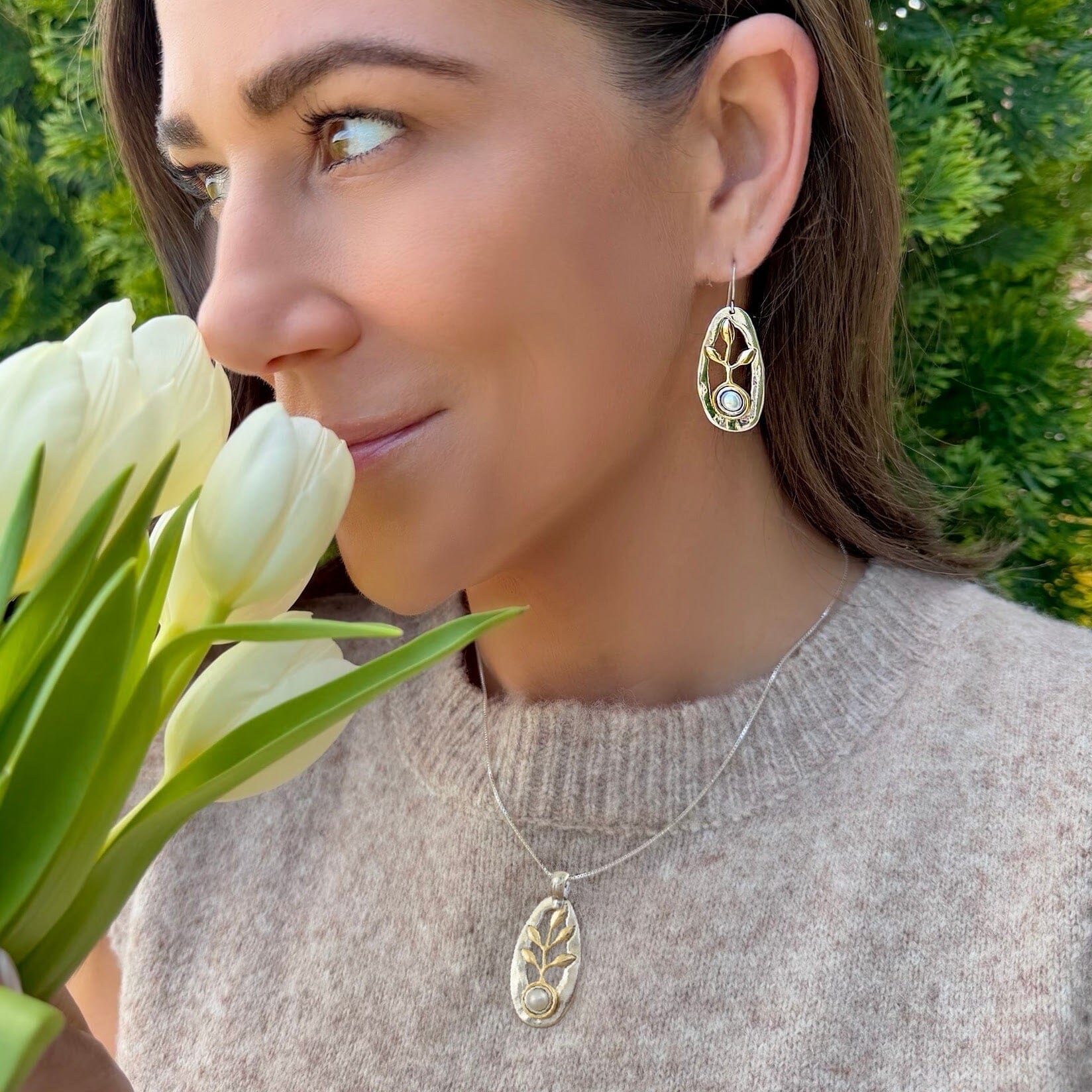 matching Golden Grove Necklace and Earrings