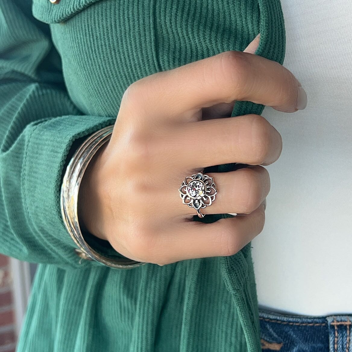 Good Day Sunshine Ring paired with The Falls Bangle