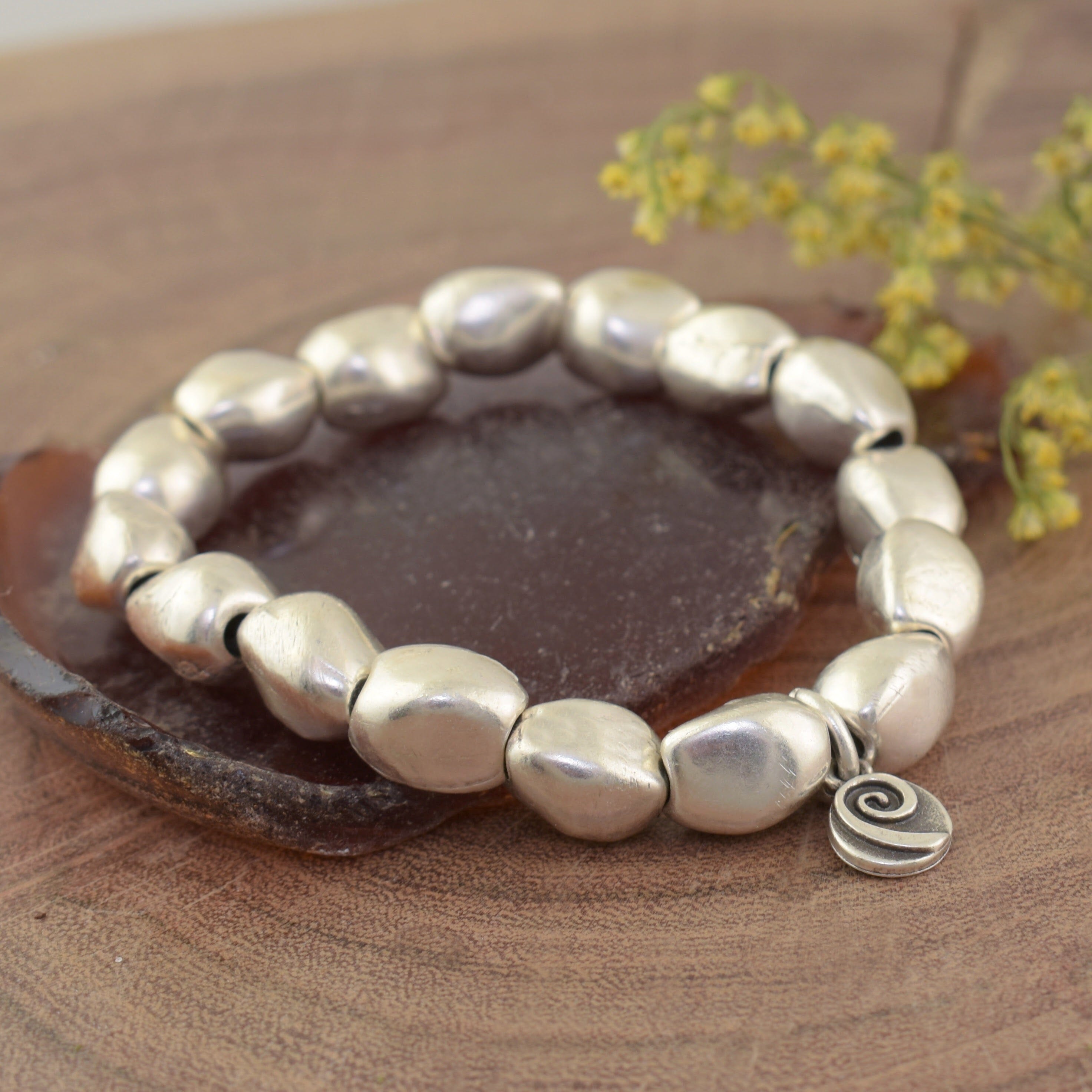 Zamak organically shaped bead bracelet