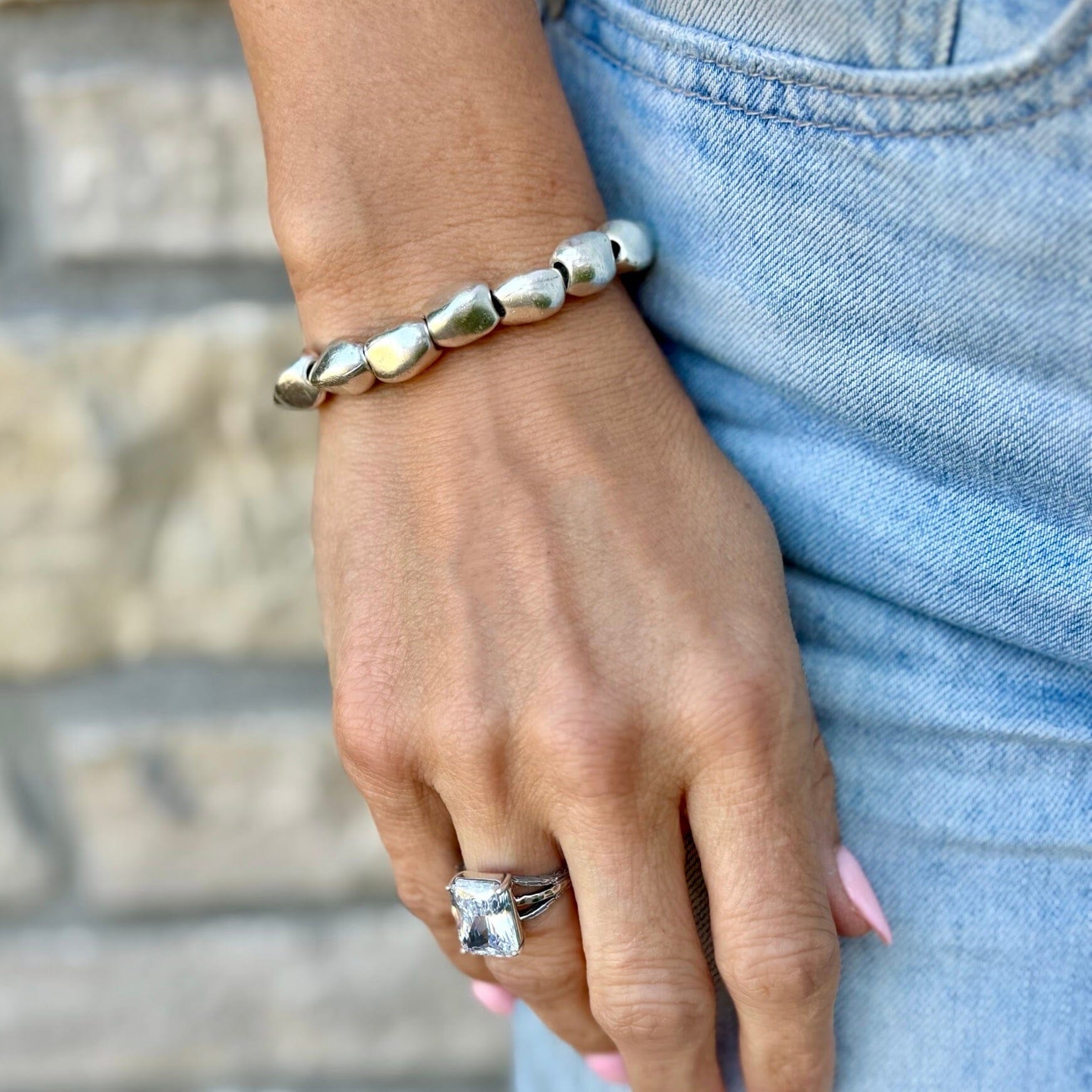 organic barrel beaded bracelet