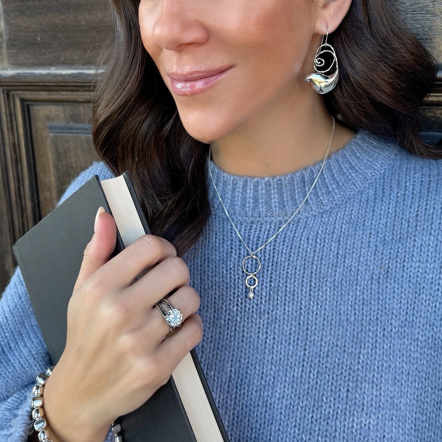 Grace in Flight Earrings paired with Go For the Gold Necklace, Ooh La La Ring, and Roundabout Bracelet