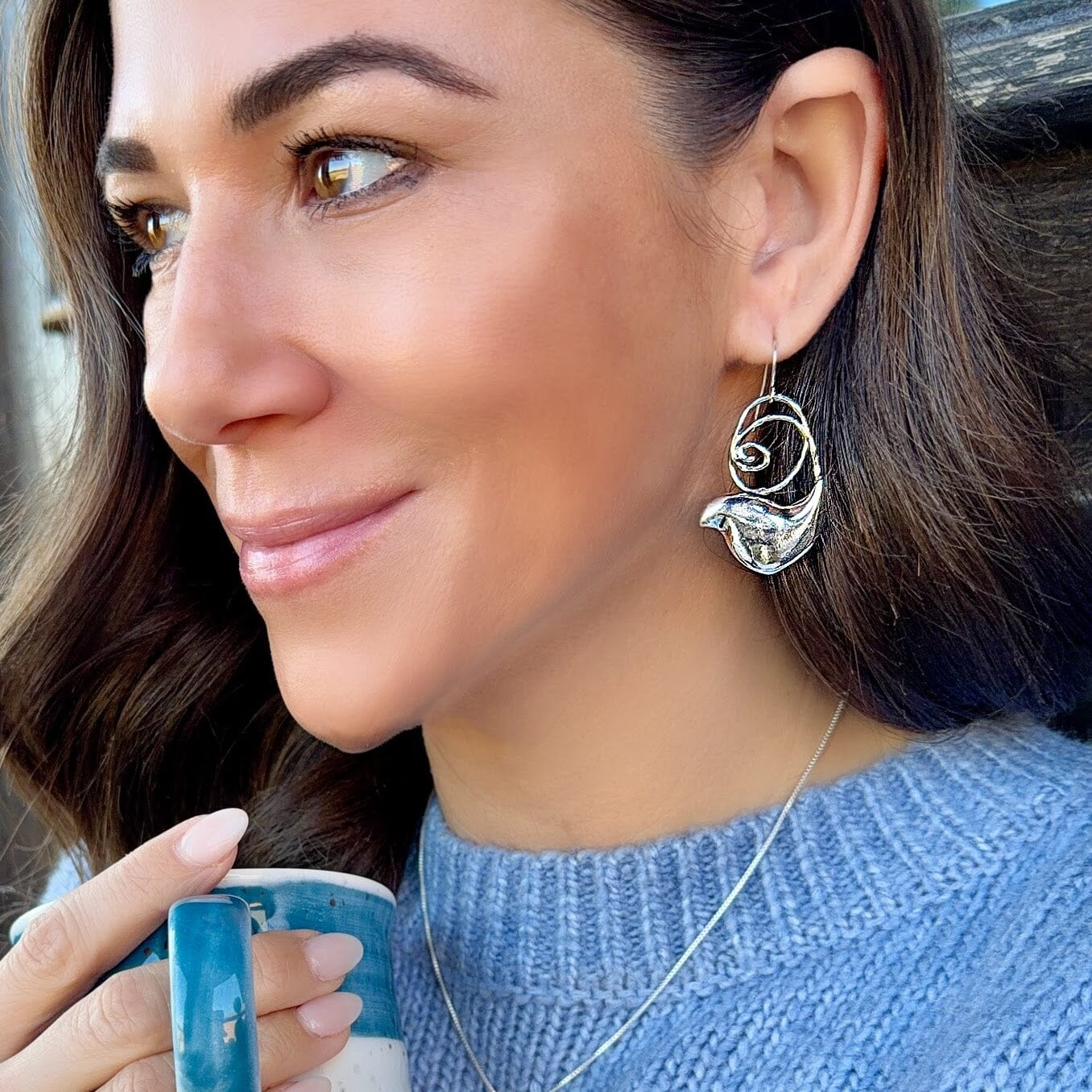 silver designer statement earrings