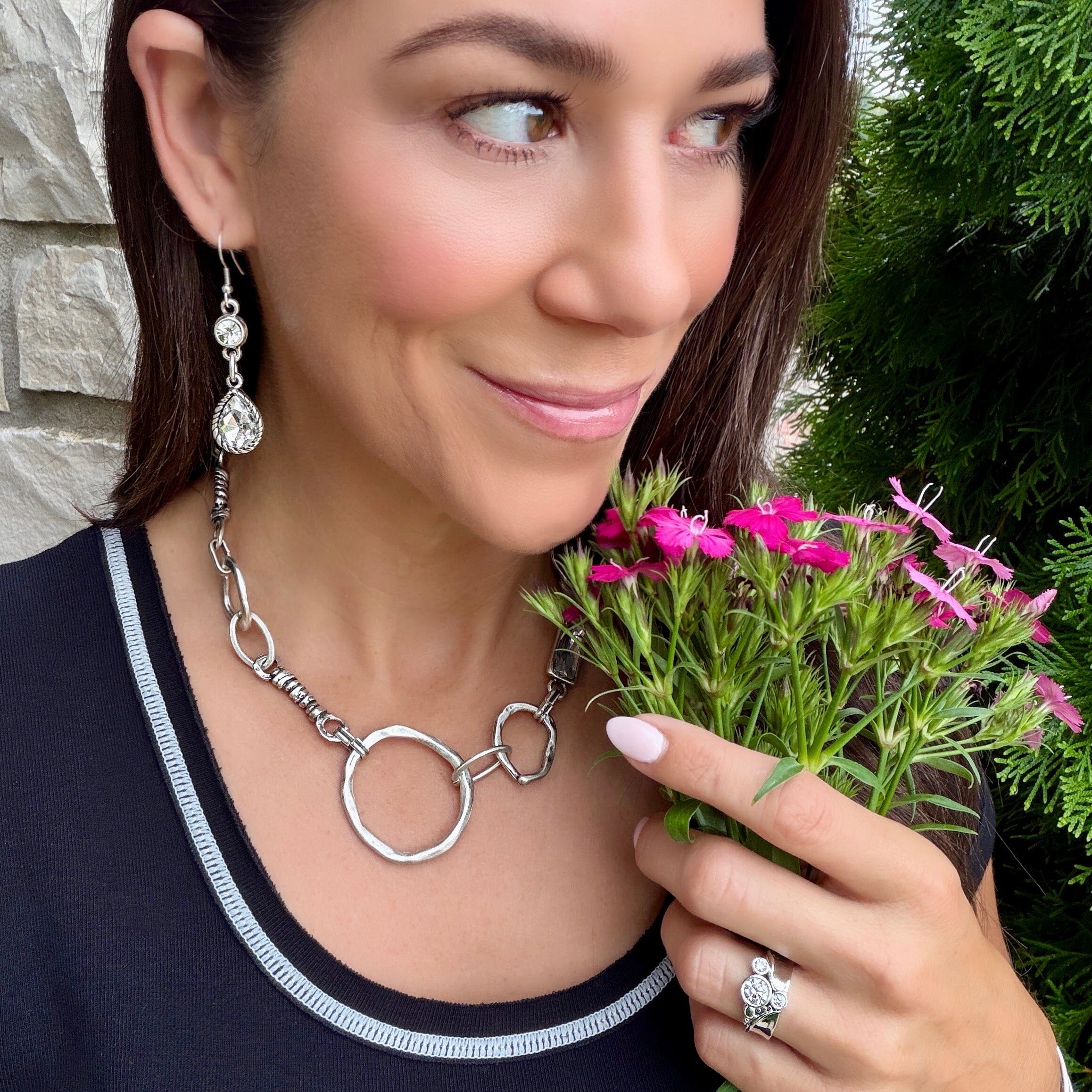 clear crystal dangling earrings - Grand Entrance