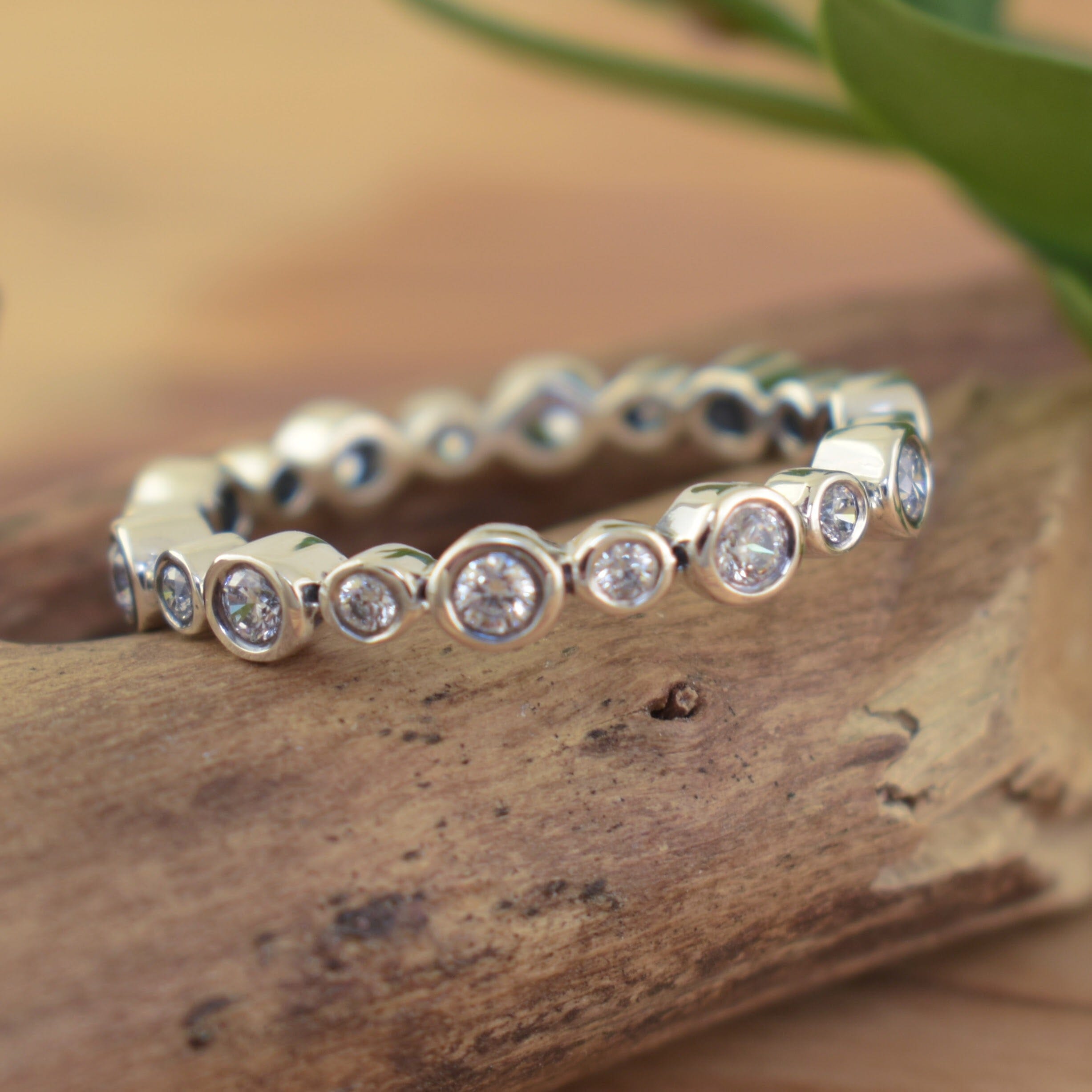 Sterling silver round cz stone band