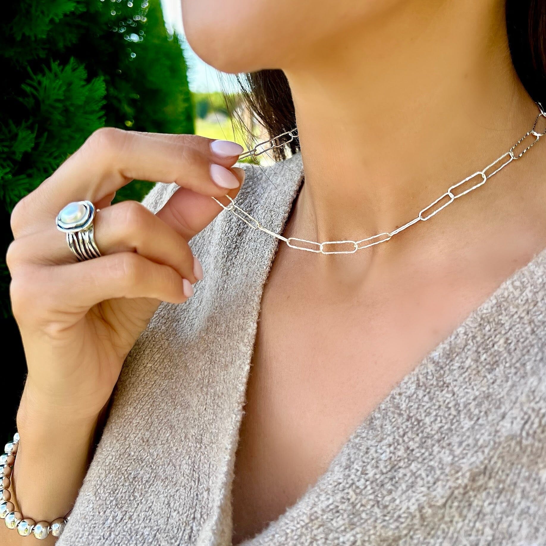 Sterling silver link chain necklace