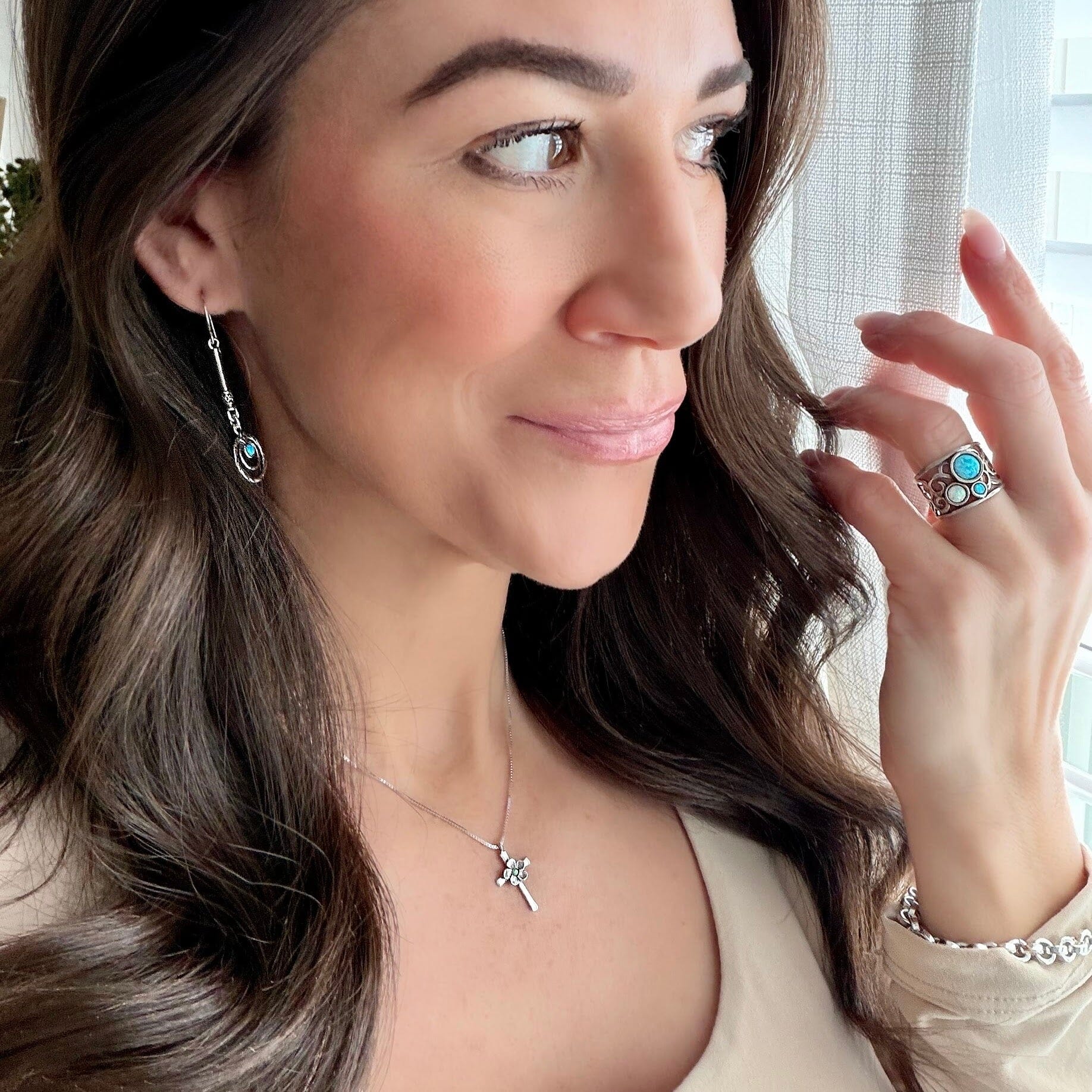 Hope Blooms Here Necklace paired with opal jewelry