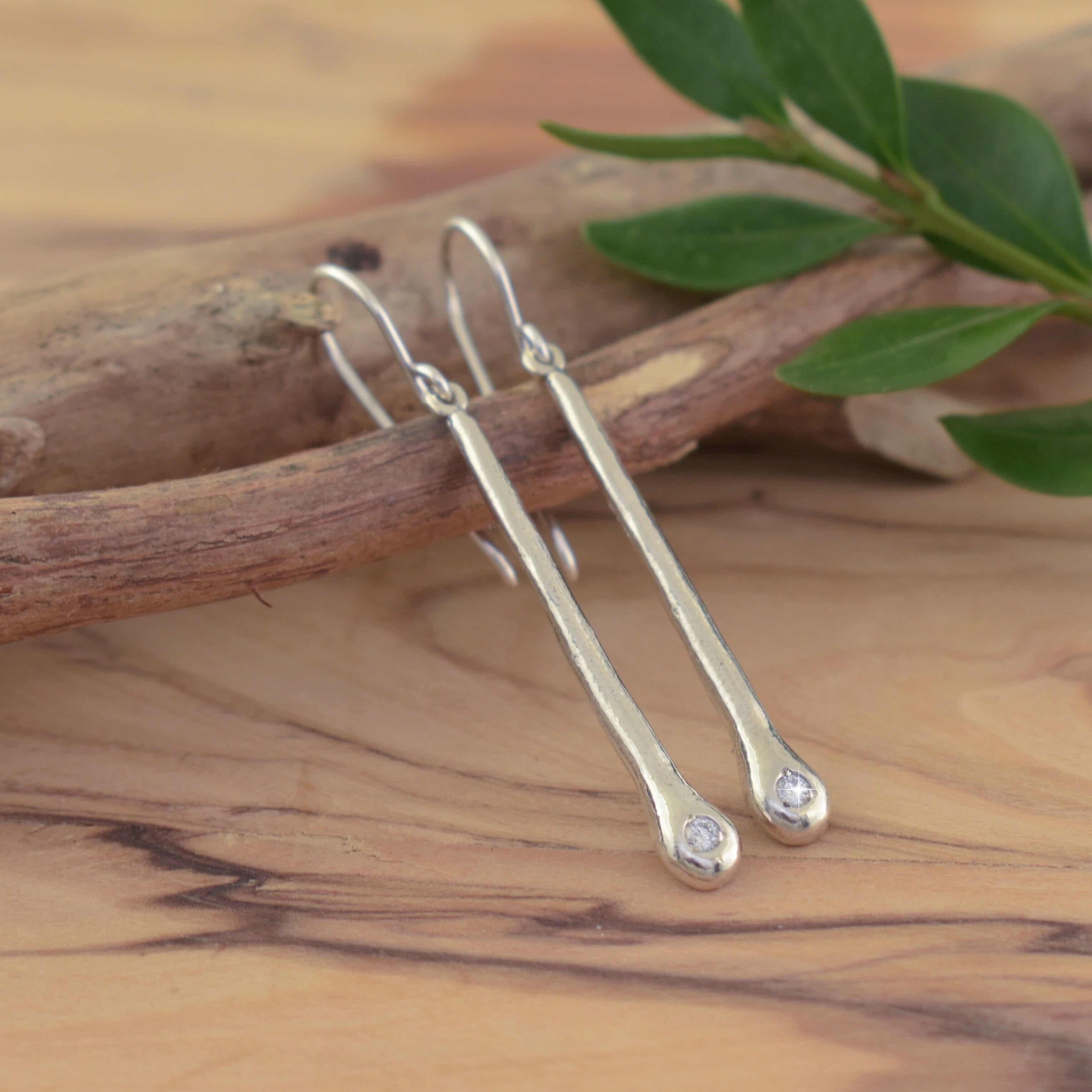 Sterling silver drop shaped earrings