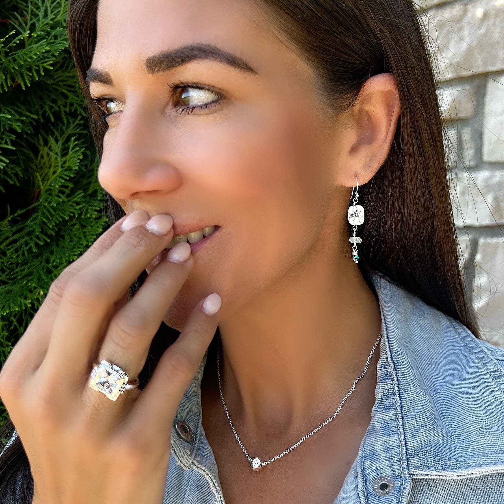 Ice, Ice, Baby earrings paired with the Galleria ring and the mere simplicity necklace