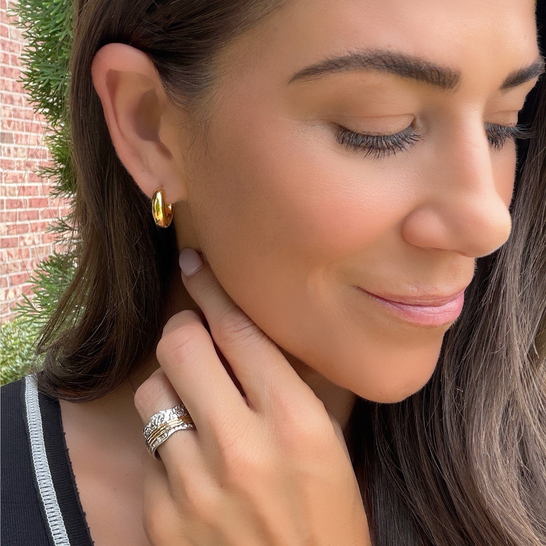 high polished gold huggie earrings