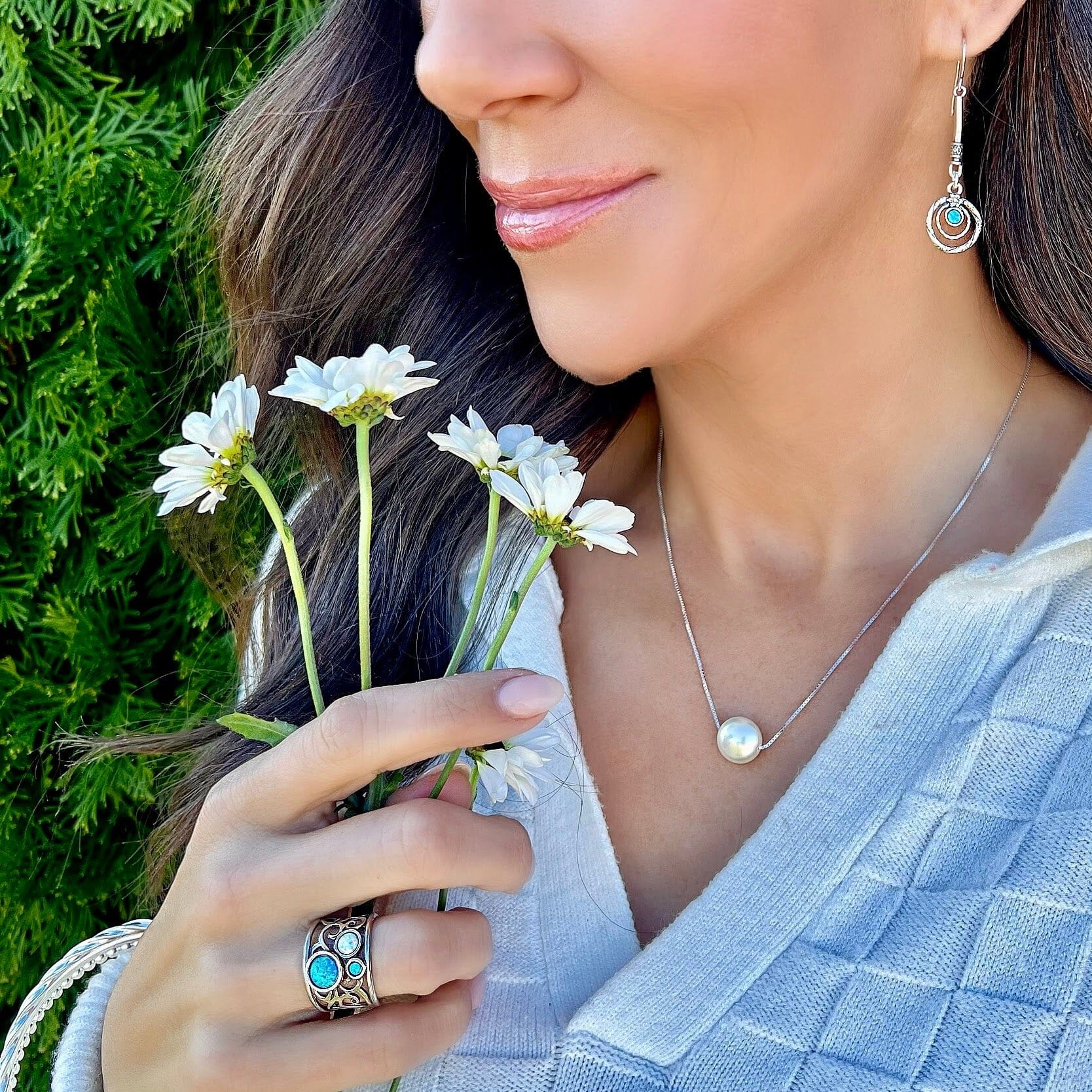 Opal drop earrings with French earring backs