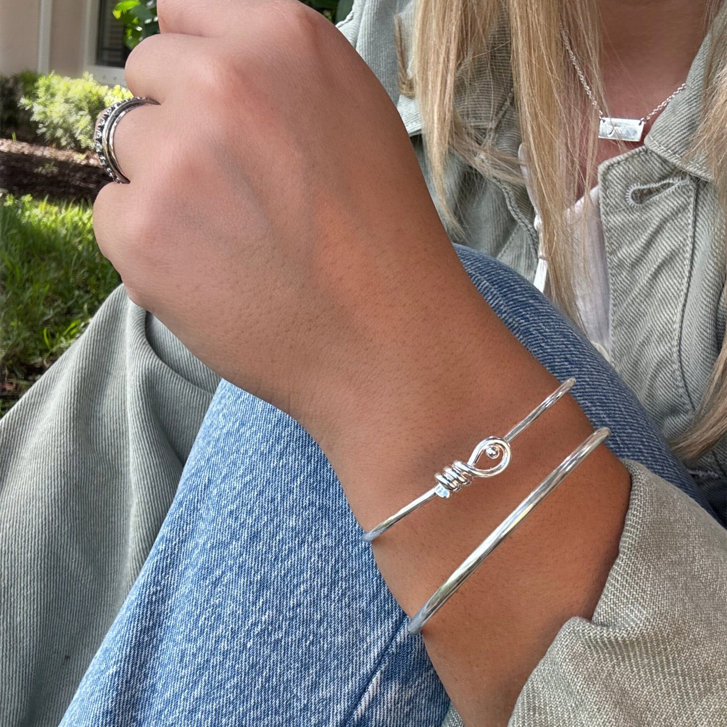 Island Girl Bracelet stacked with Polished Bangle