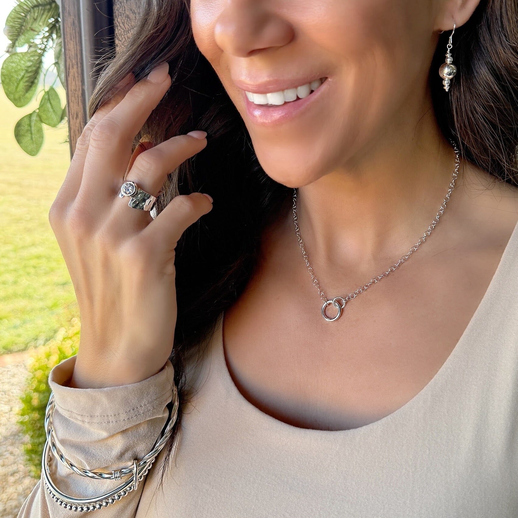 It Takes Two Necklace paired with On Trend Earrings, Modern Posh Ring, and All the Rage Bangle