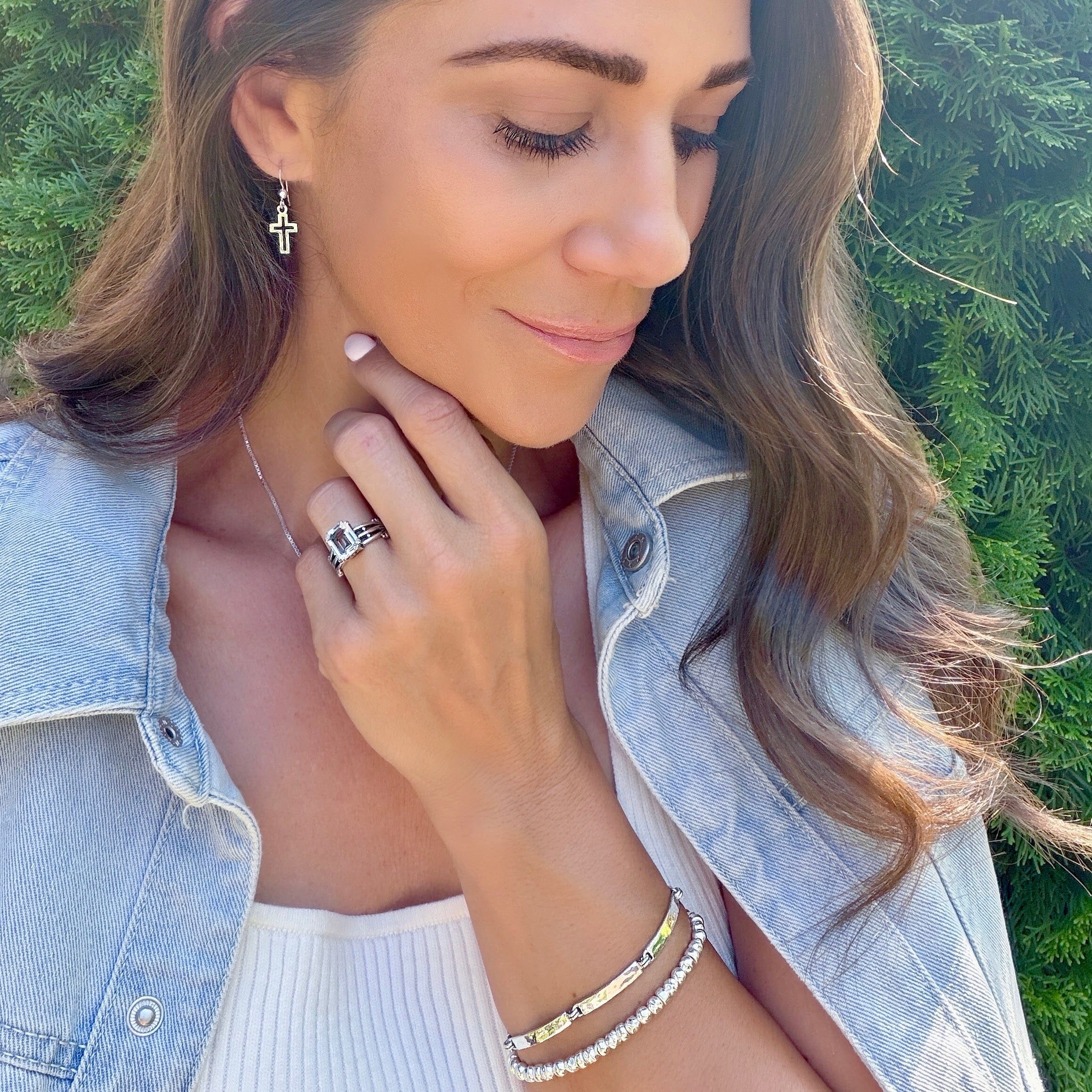 open cut-out cross dangling earrings 