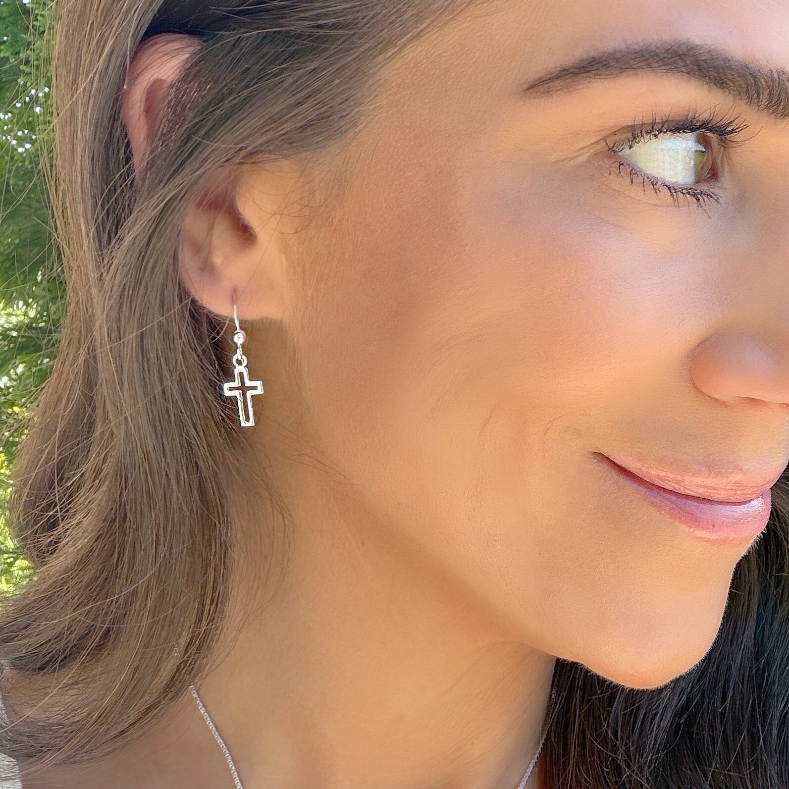.925 sterling silver cut-out cross earrings