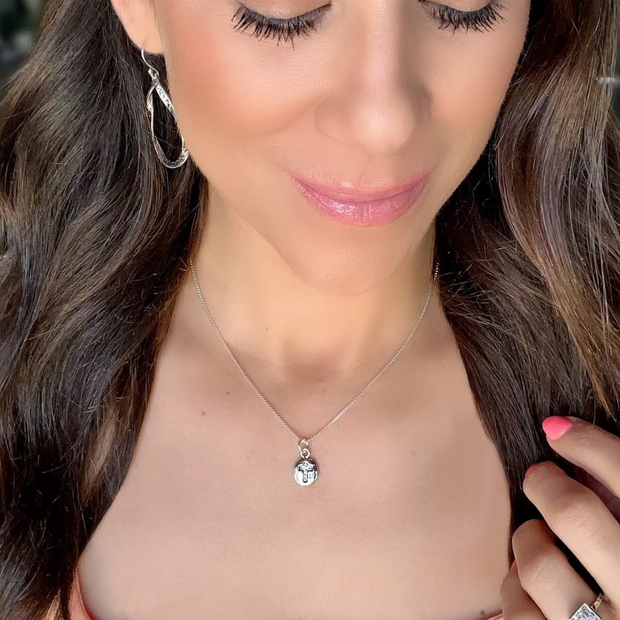 dainty Keeper of Faith Necklace paired with Artistry Earrings
