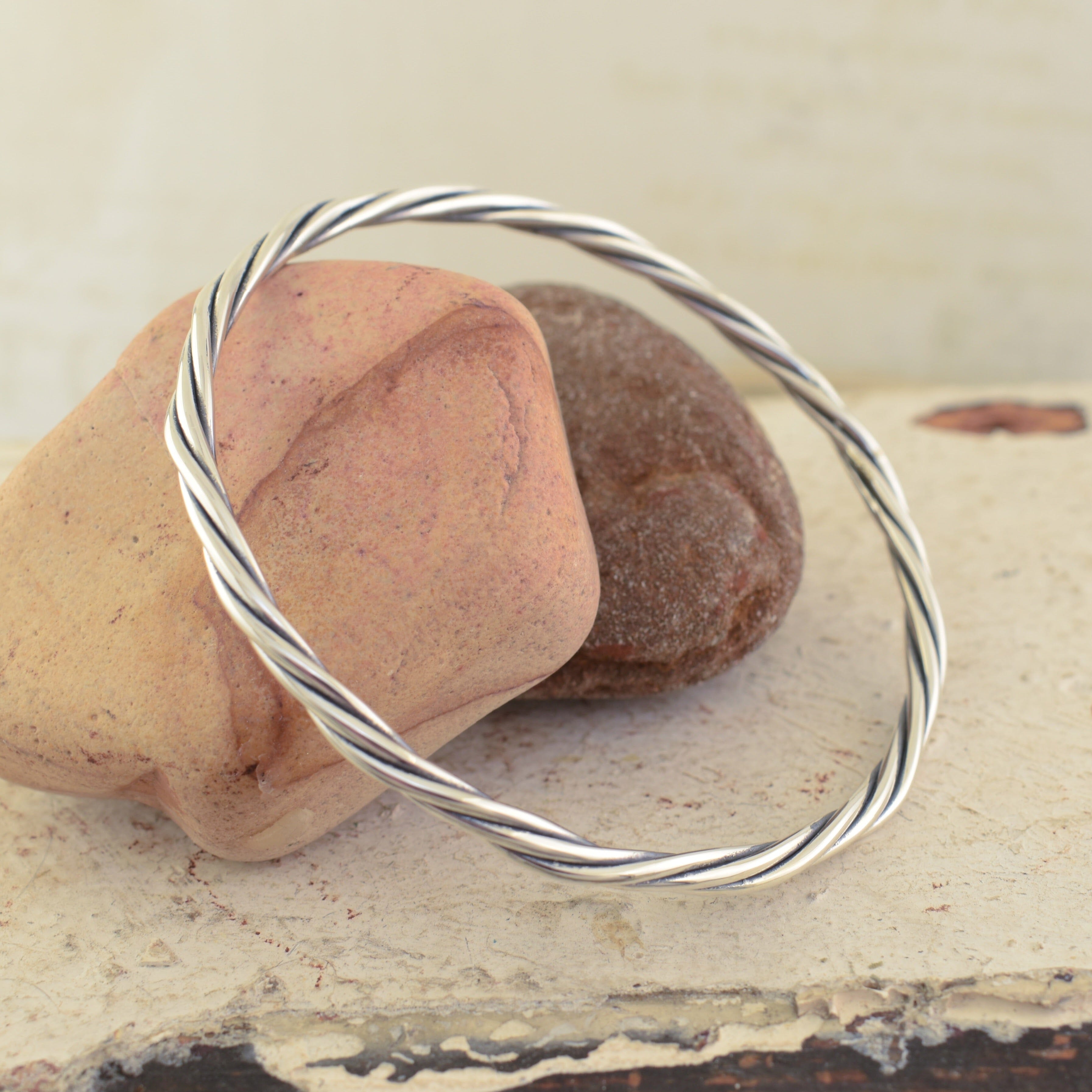 sterling silver twisted bangle