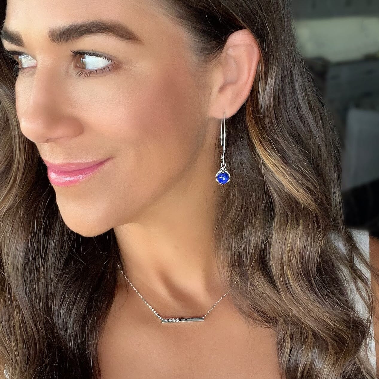 Lapis Lazuli Earrings featured with Love Story Necklace