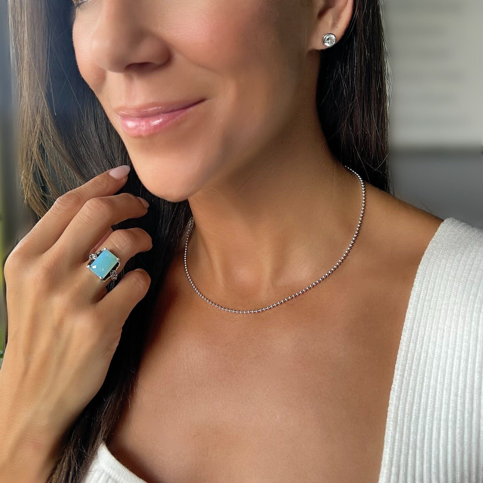 sterling silver bead chain necklace