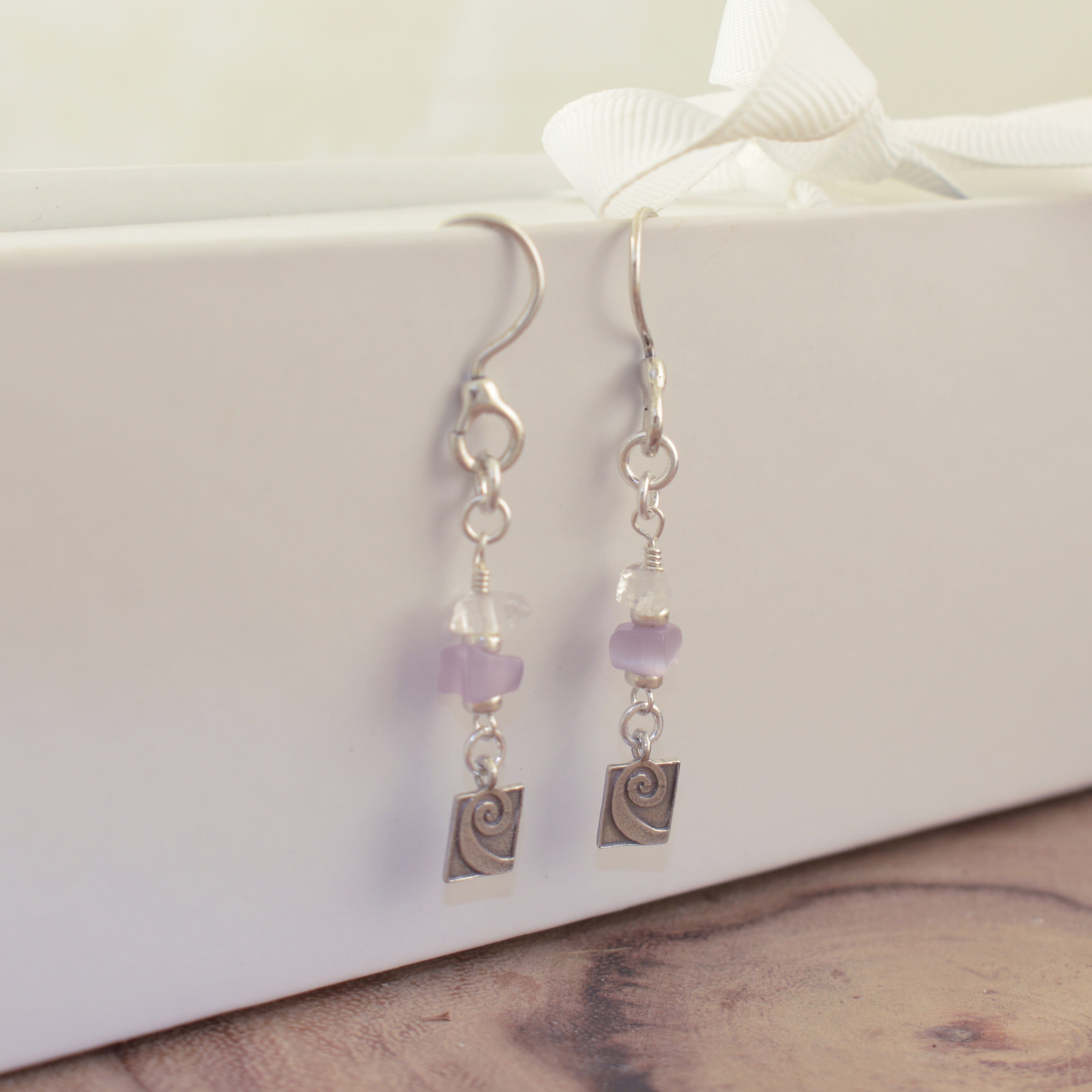dangle earrings with organic stones