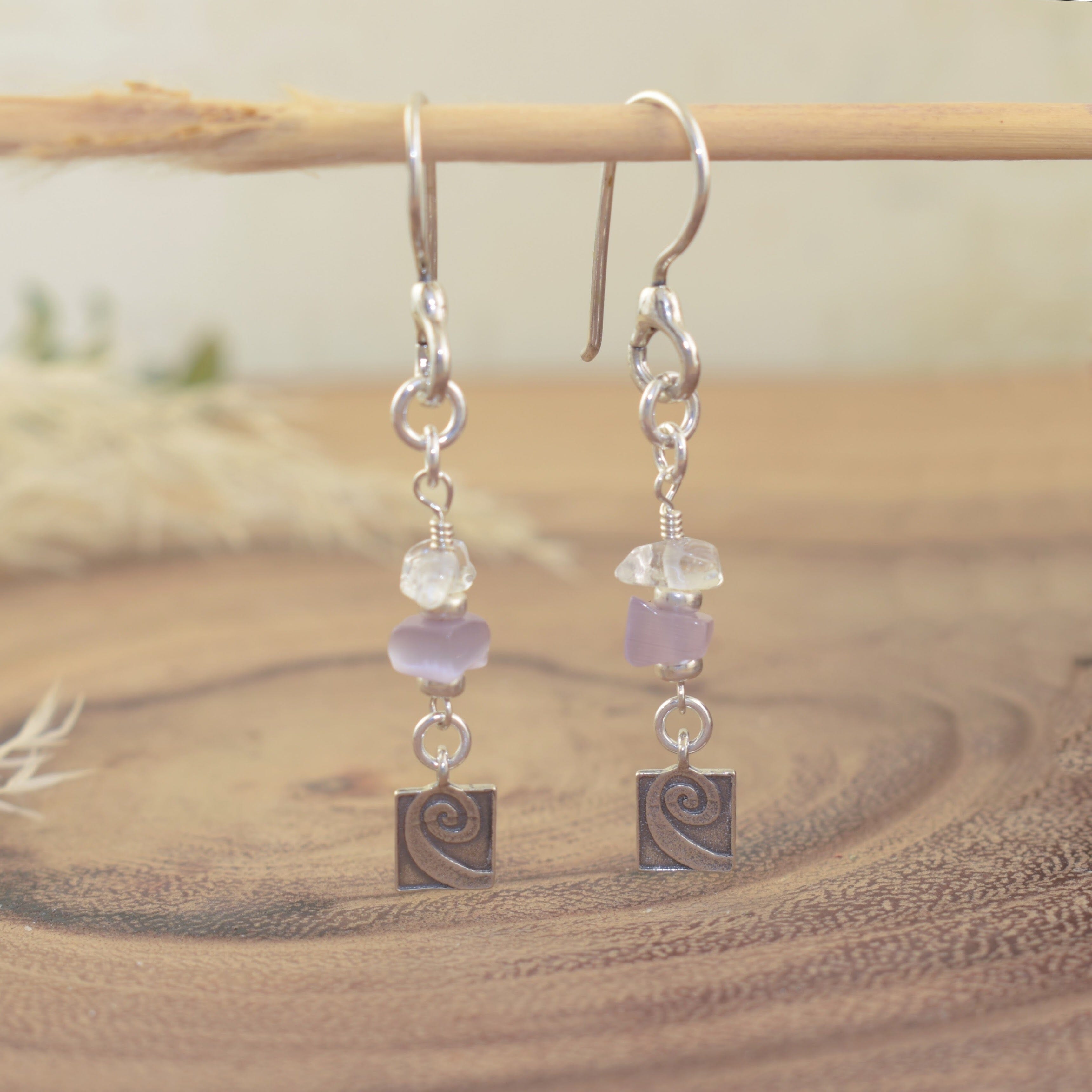 lavender and crystal earrings