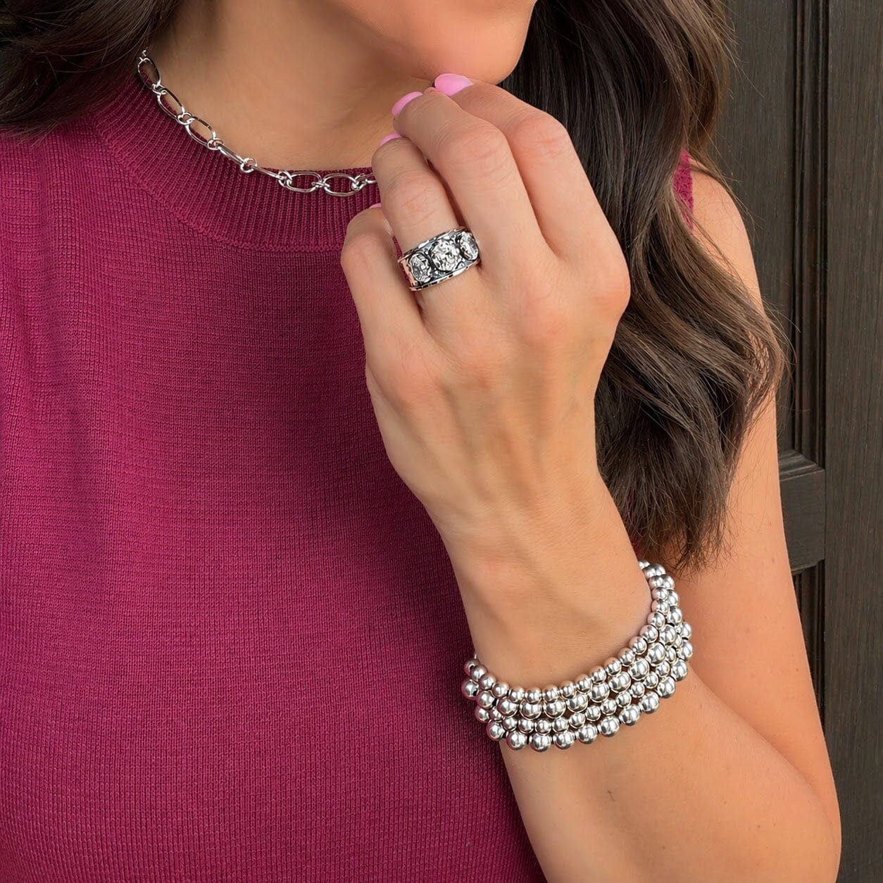 Layer Player Bracelet paired with sterling silver jewelry