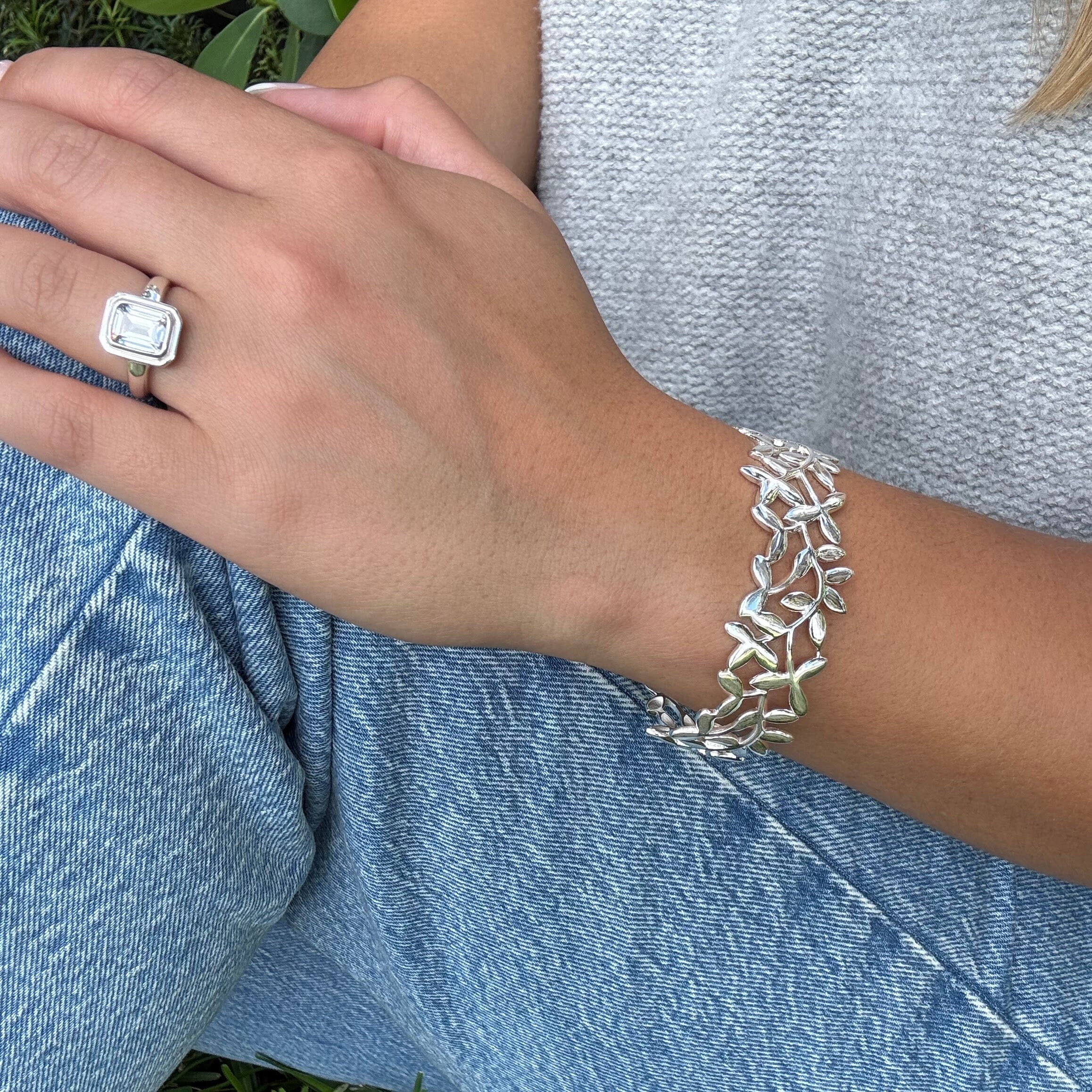 Leaf Me Be Cuff paired with Tiffany Ring