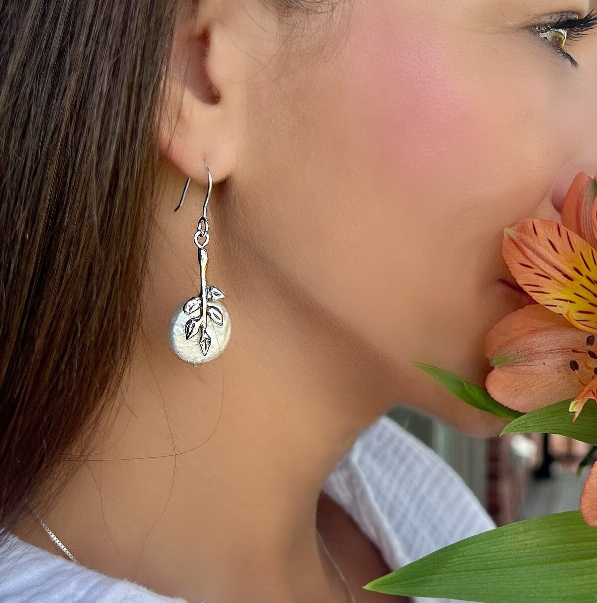 leaf designed dangle earrings called Leaf'n me hanging 