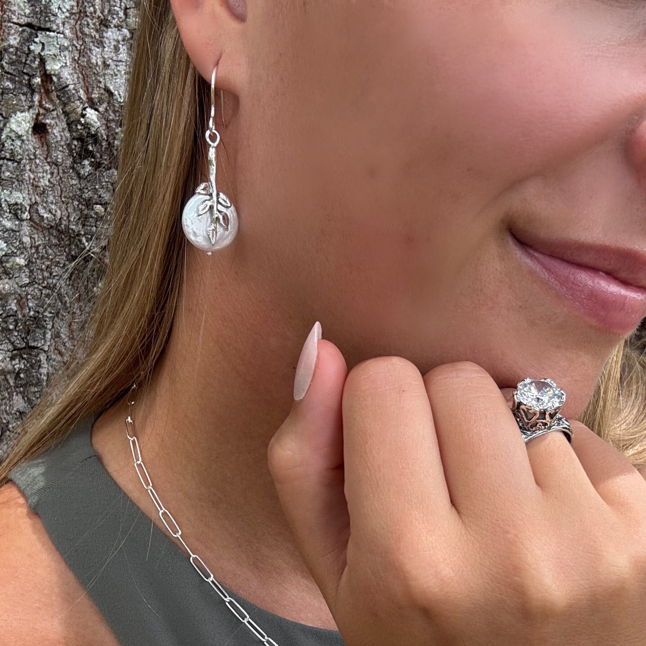 Sterling silver and freshwater pearl earrings