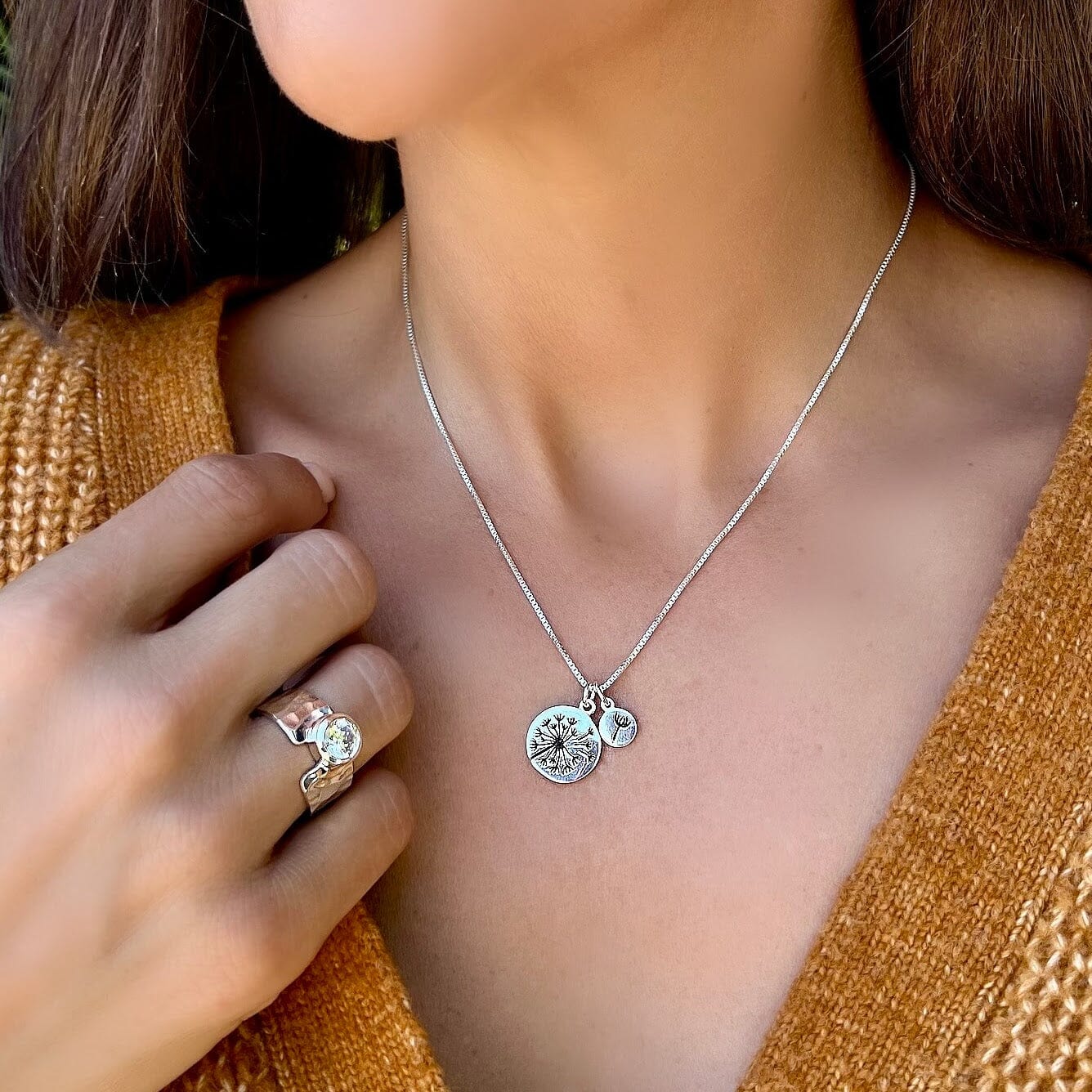 Sterling silver dandelion necklace