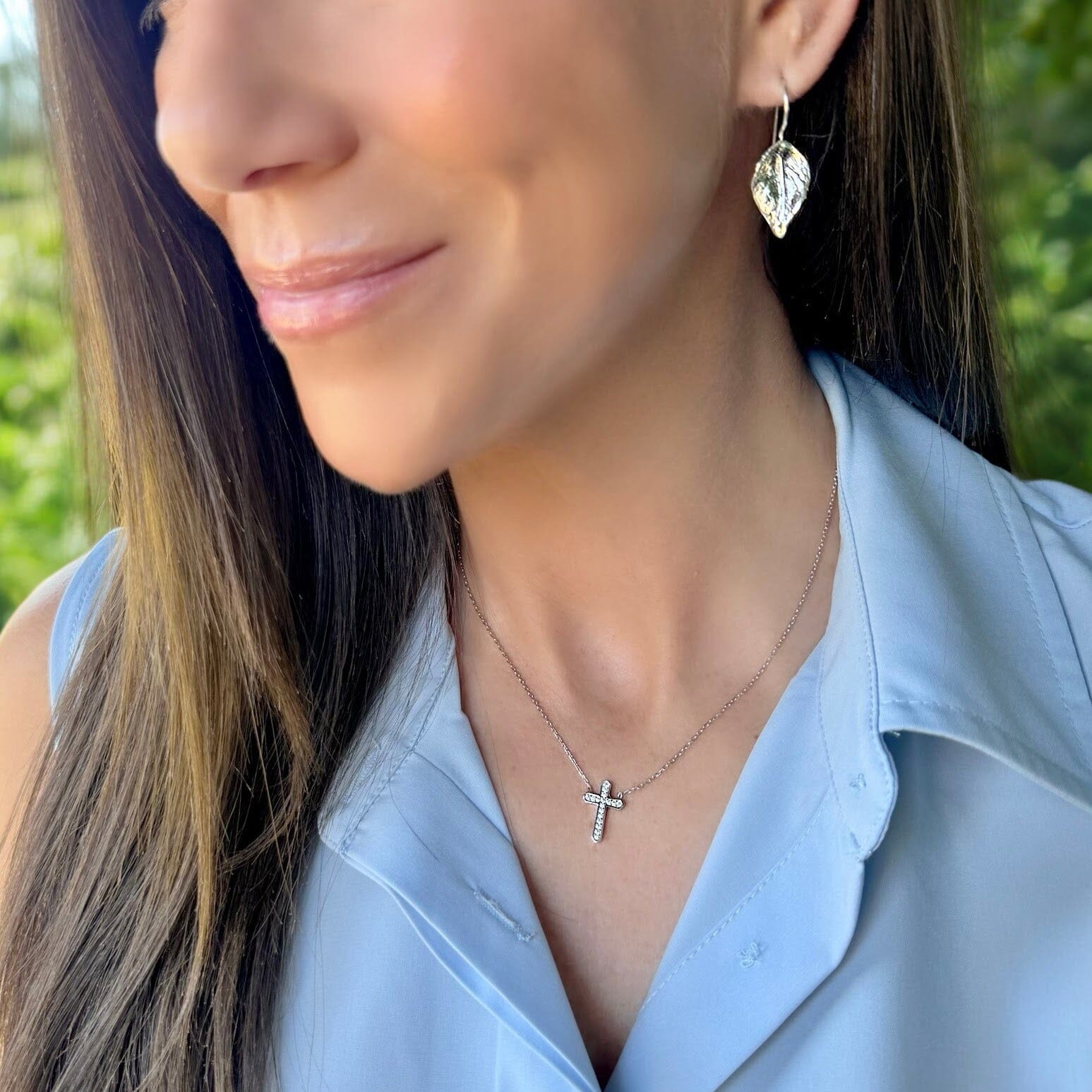 sterling silver christian cross necklace