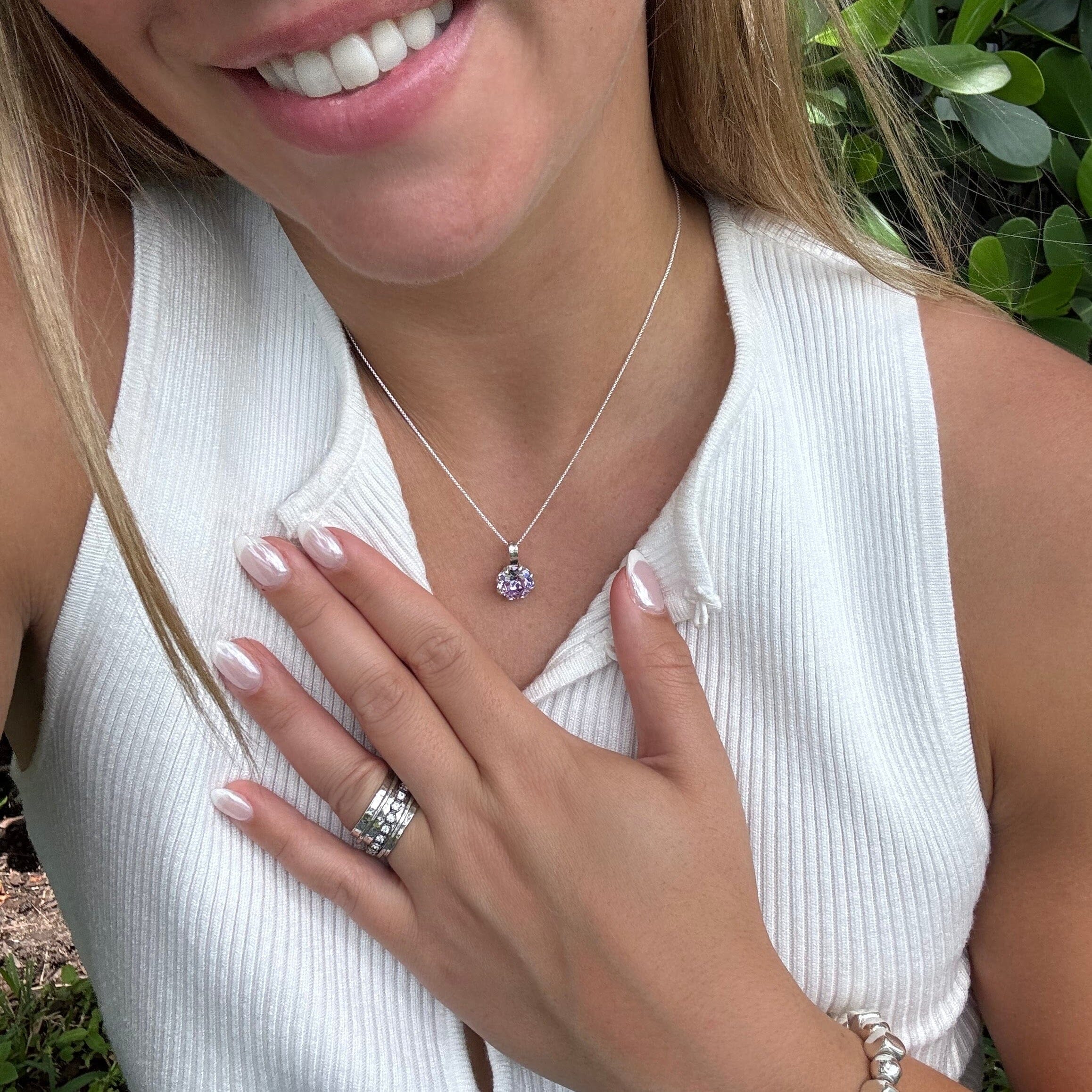 prong-set lilac rhinestone necklace in sterling silver - Lilac It Like That