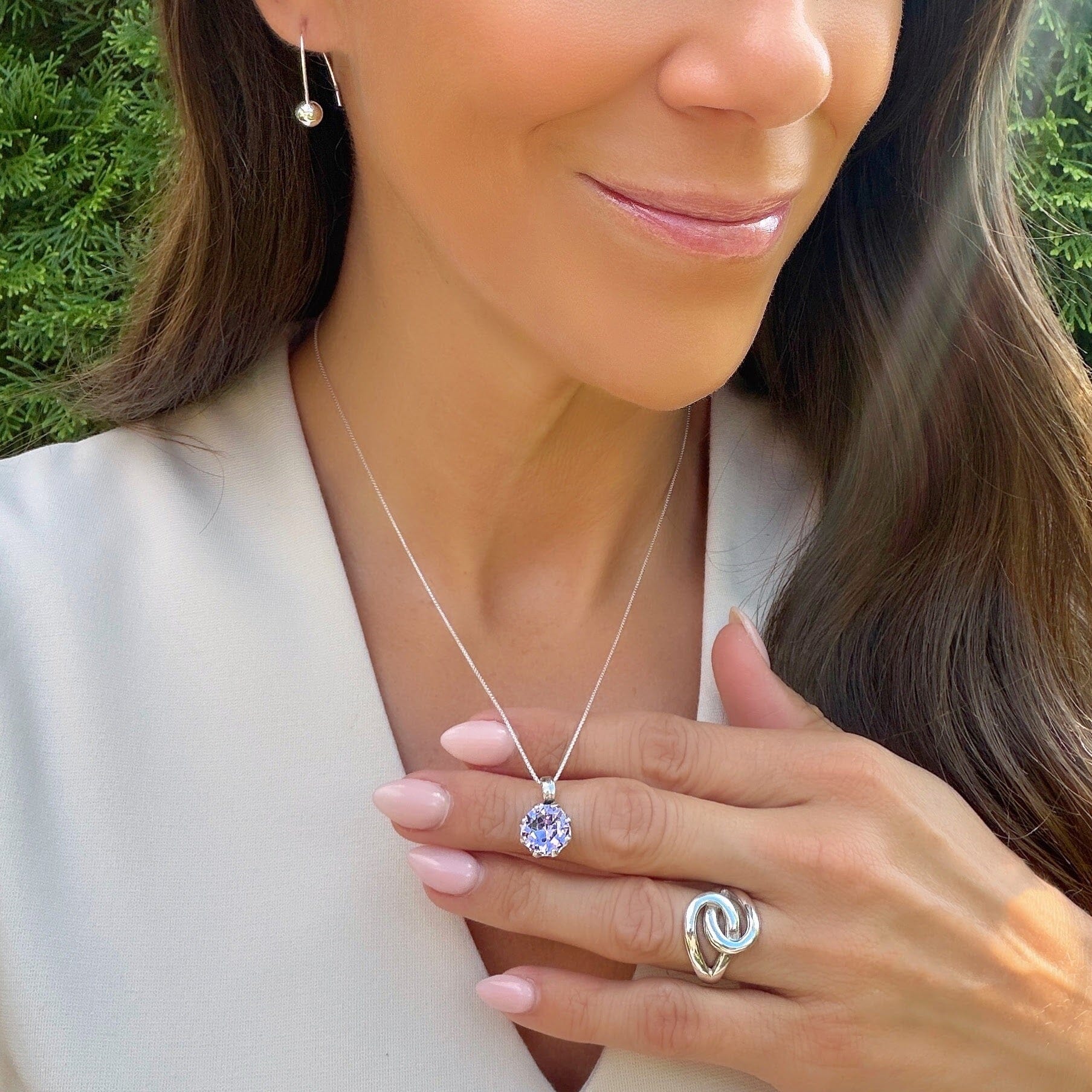 prong-set lilac rhinestone necklace in sterling silver - Lilac It Like That
