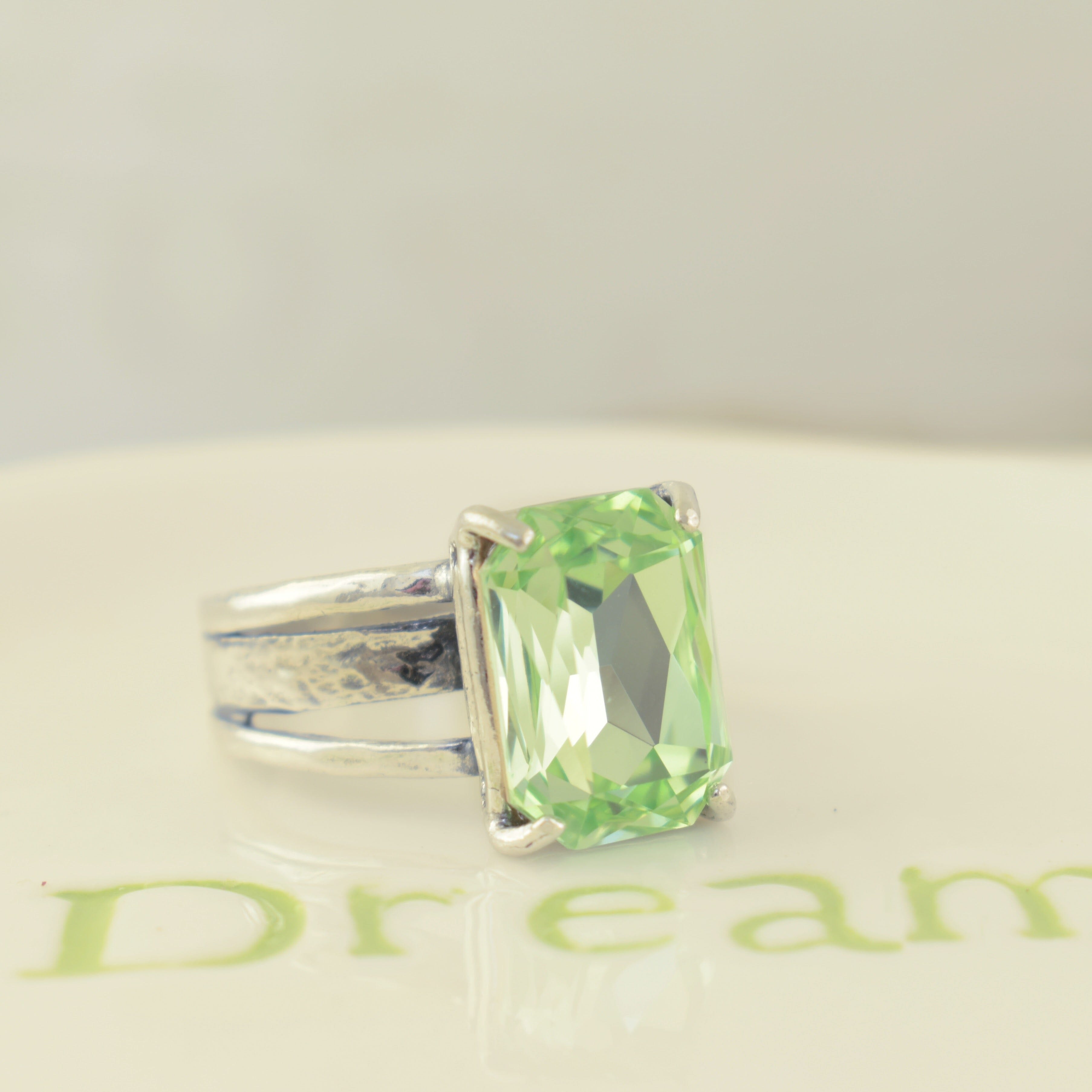 lime green Rhinestone prong set