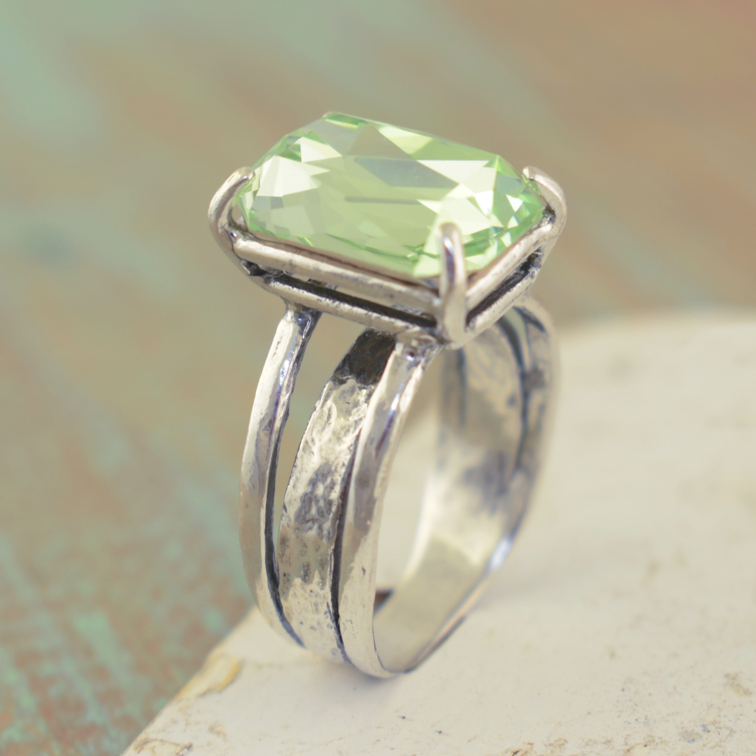 textured silver ring called lime crush