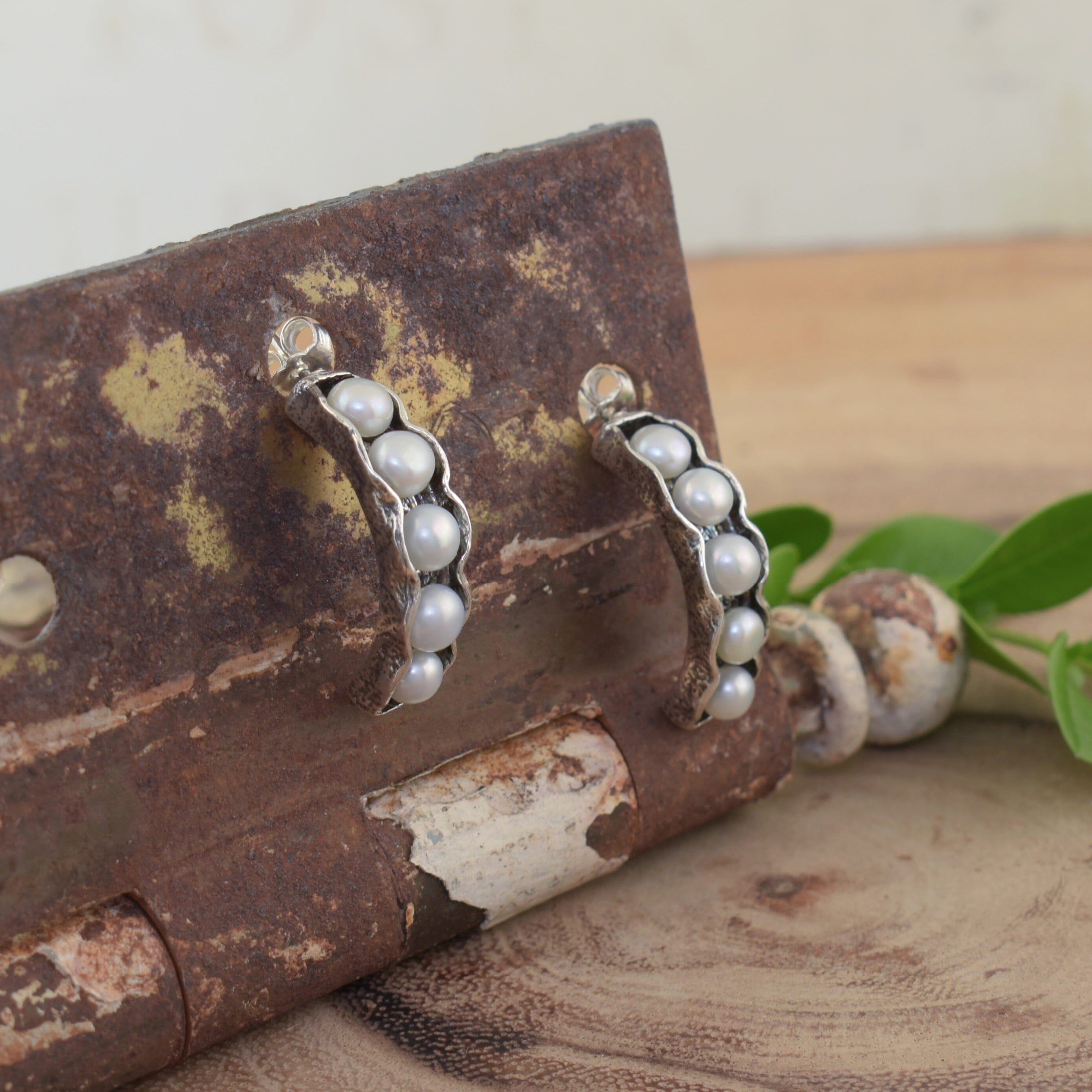 Sterling silver earrings with freshwater pearls