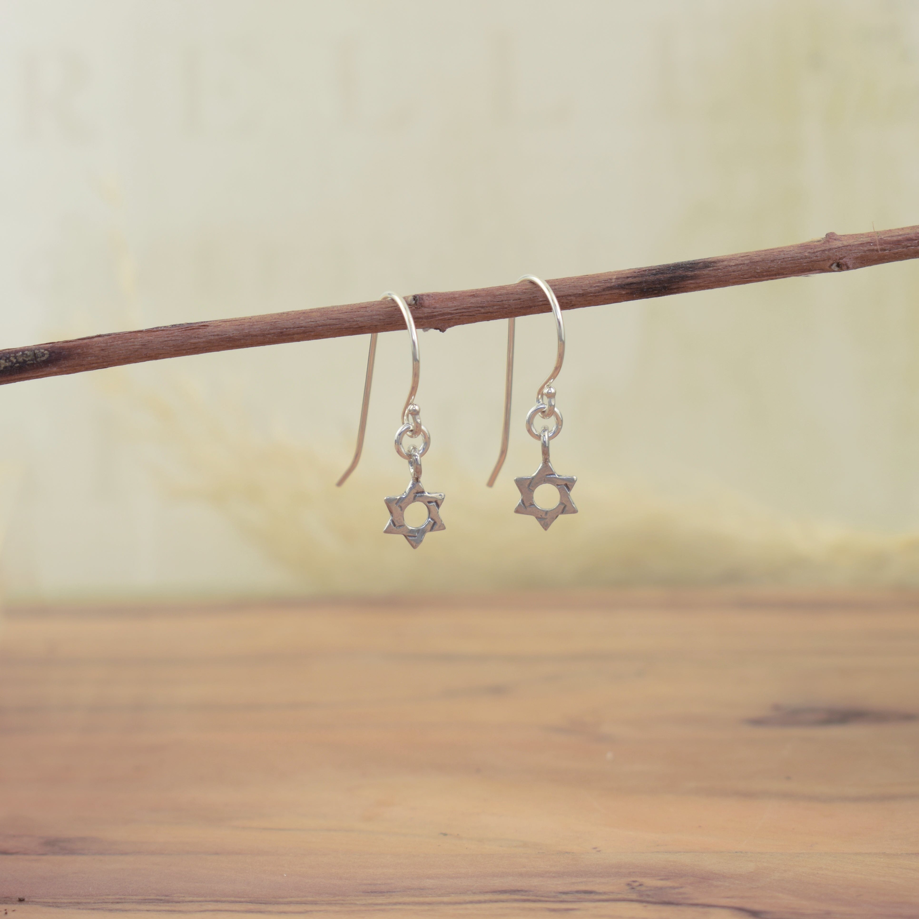 dainty star of david earrings in sterling silver - Lit'l Star of David Earrings