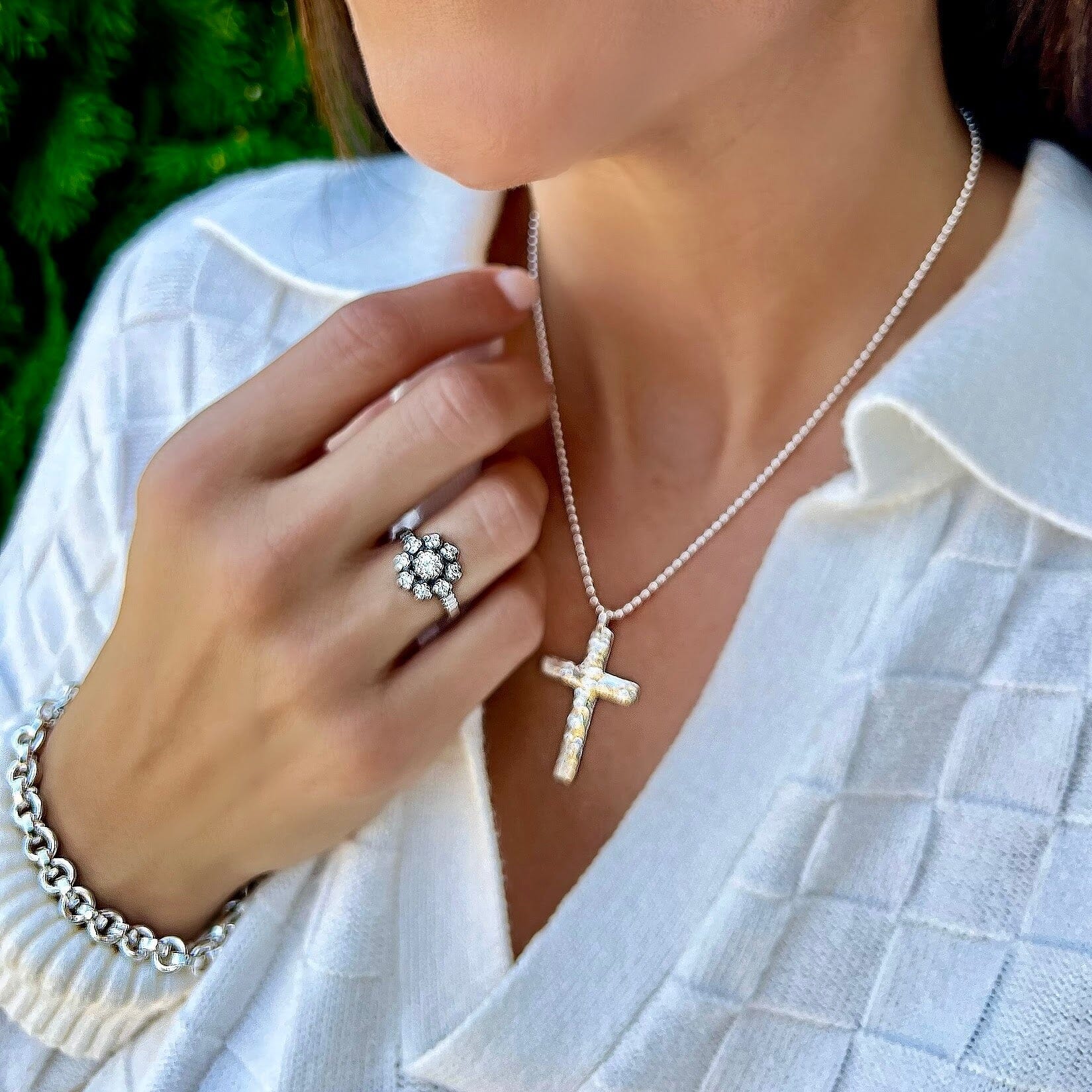 Lit'l Vintage ring paired with cherished on necklace and Bonita BR