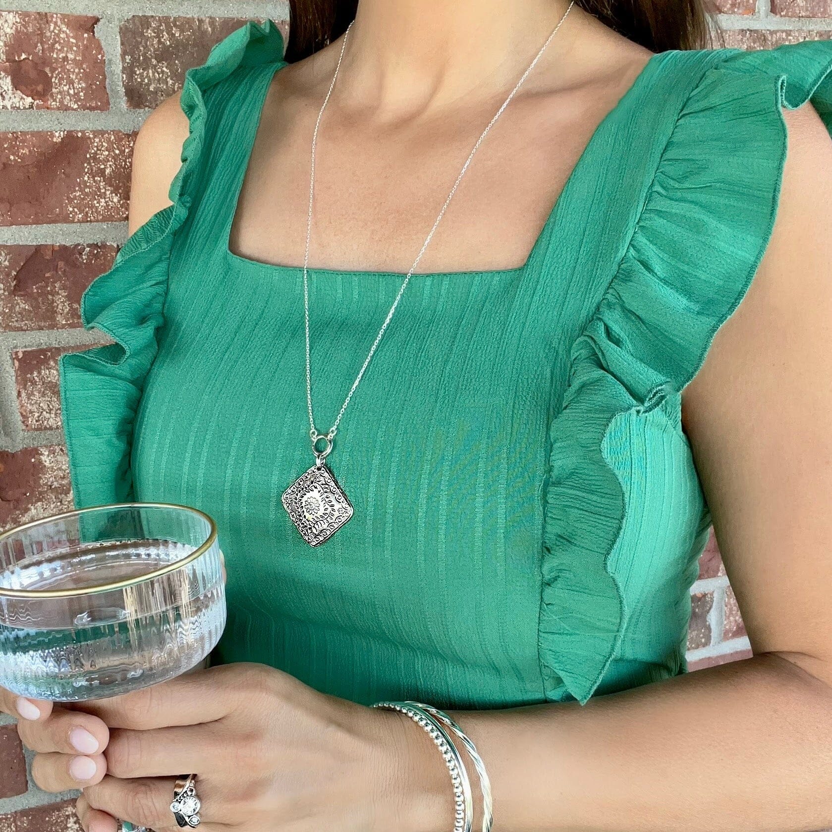 30-inch Los Cabos Necklace paired with All the Rage Bangle and Showtime ring