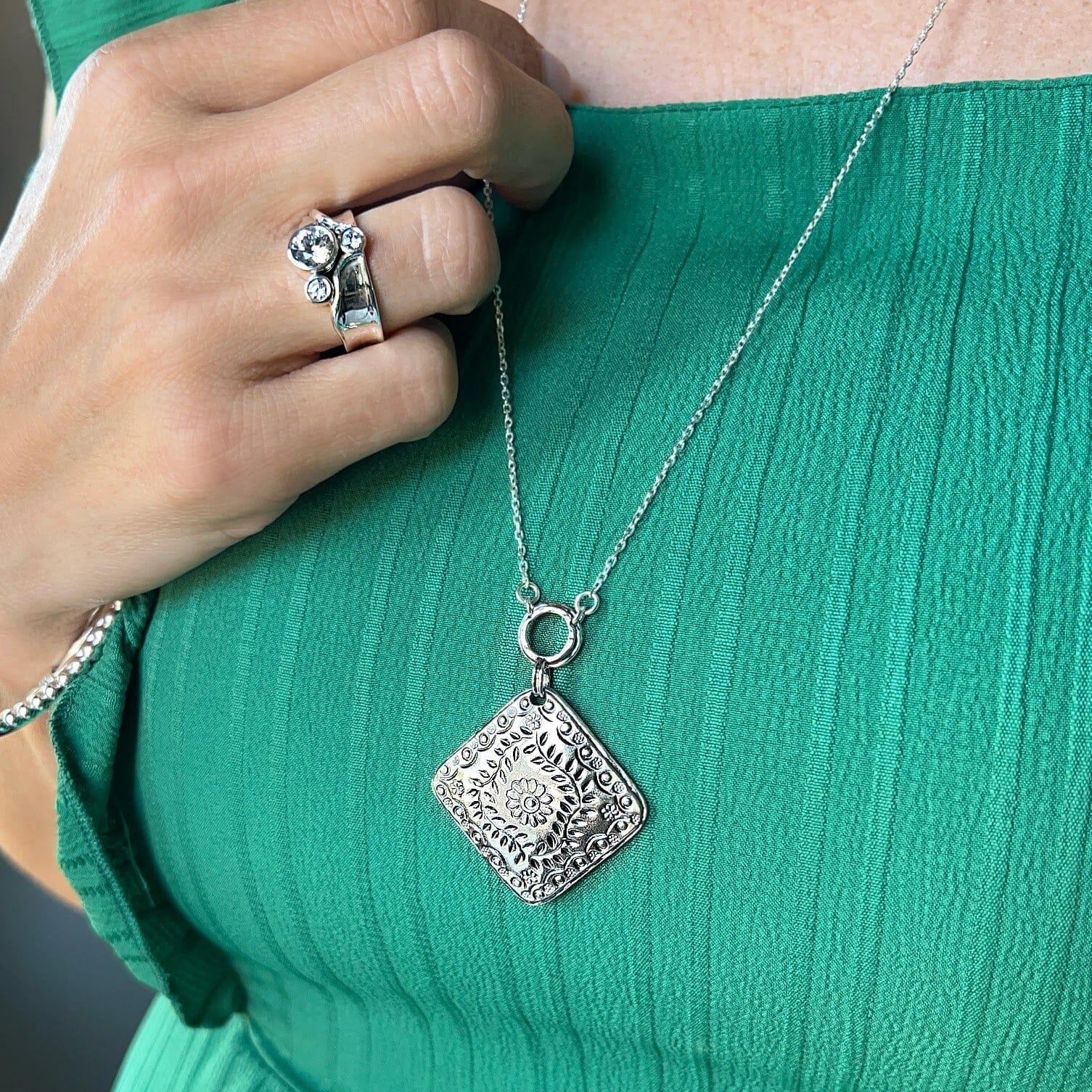 long statement necklace in handcrafted .925 sterling silver