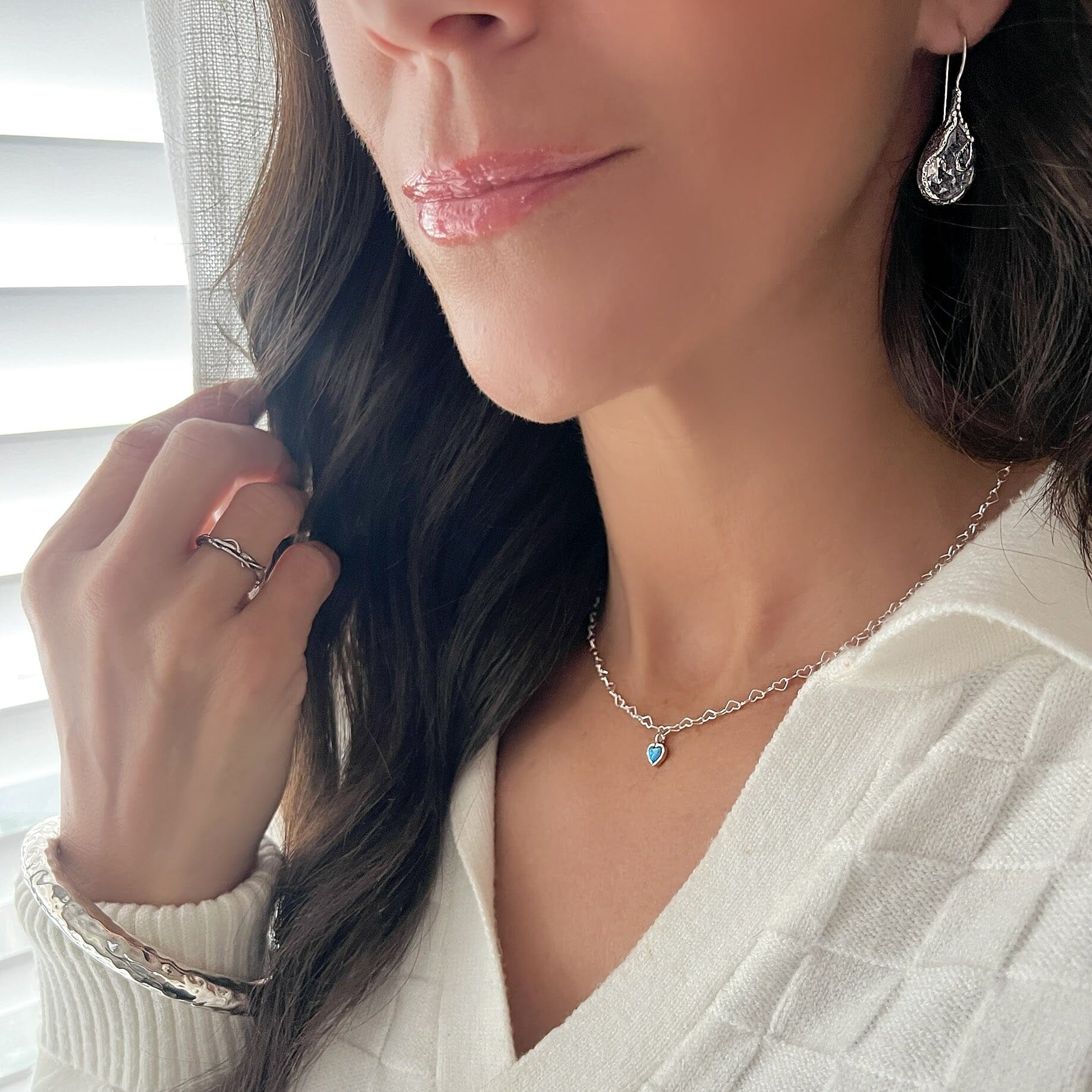 Lov'n Feel'n Necklace paired with All the Frills Earrings, King's Crown Ring, and Hammered Bliss Bangle