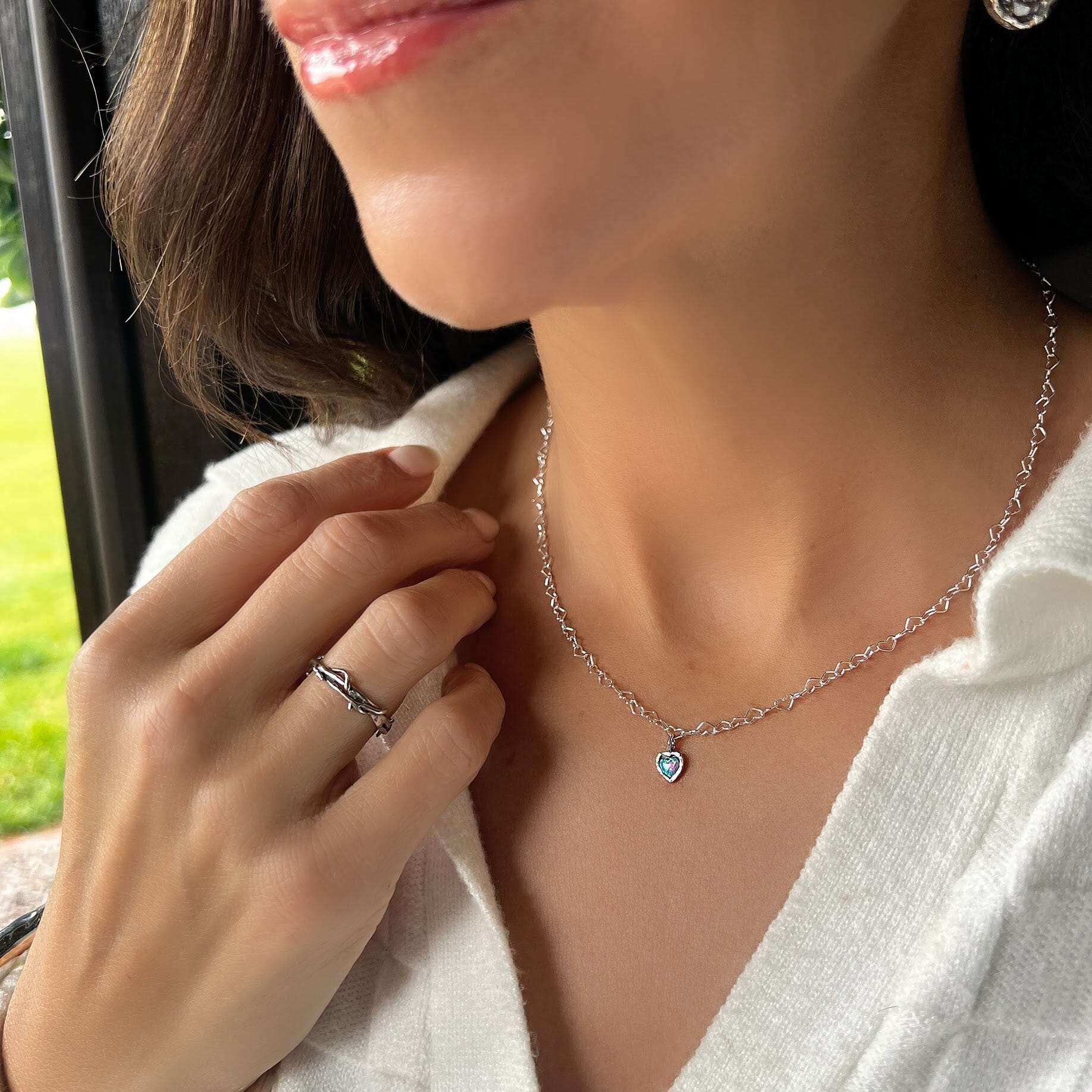 dainty heart necklace in sterling silver