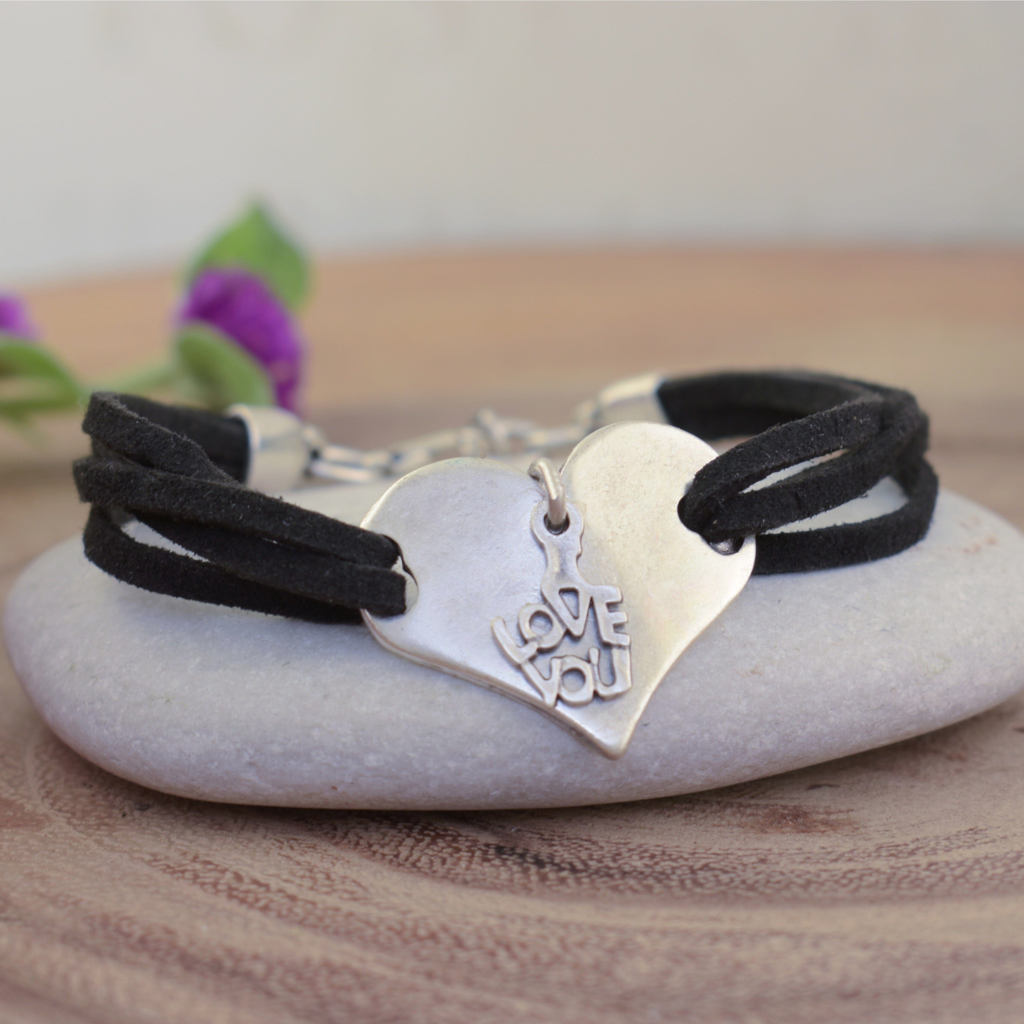 leather bracelet with heart