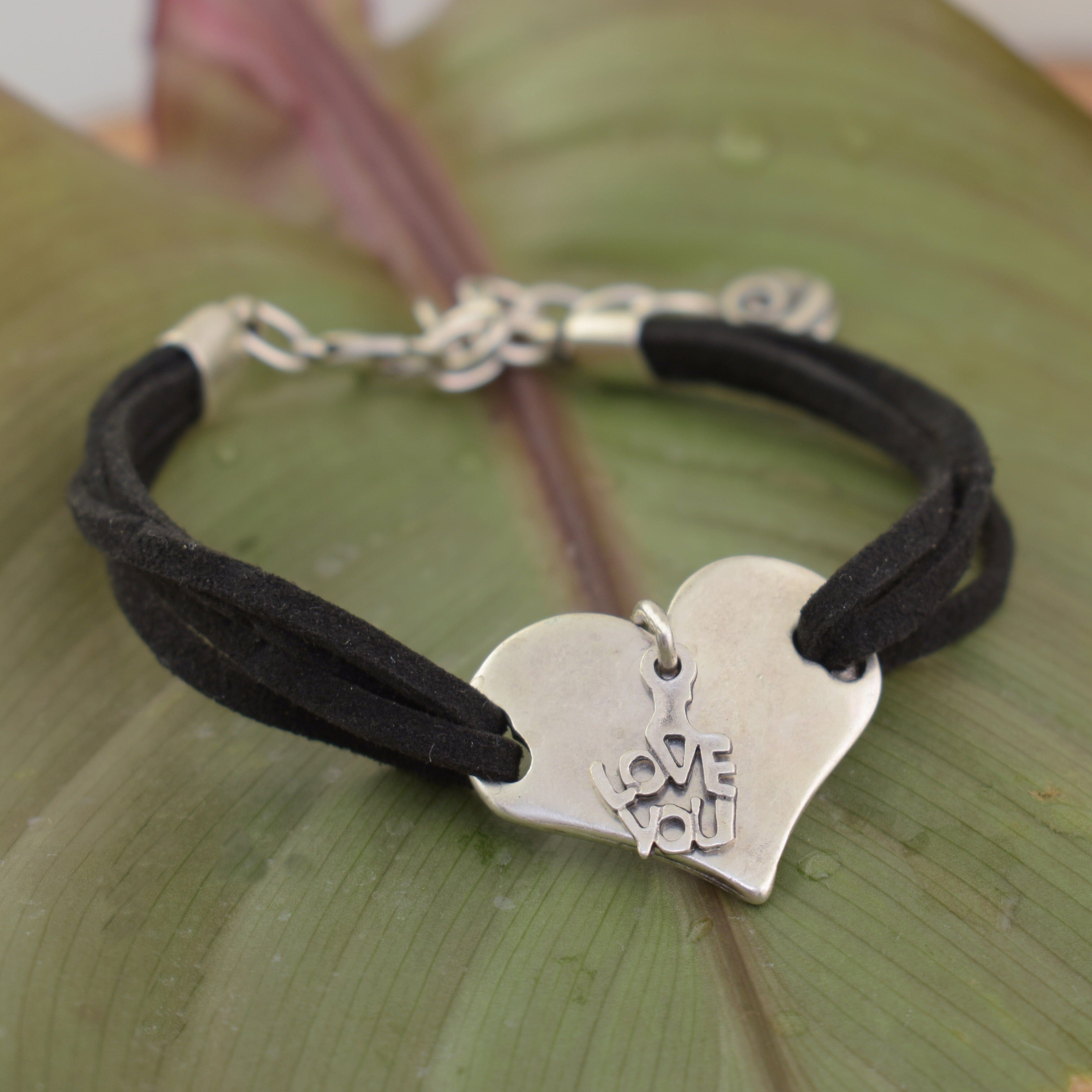I love you bracelet with cord and zamak metal