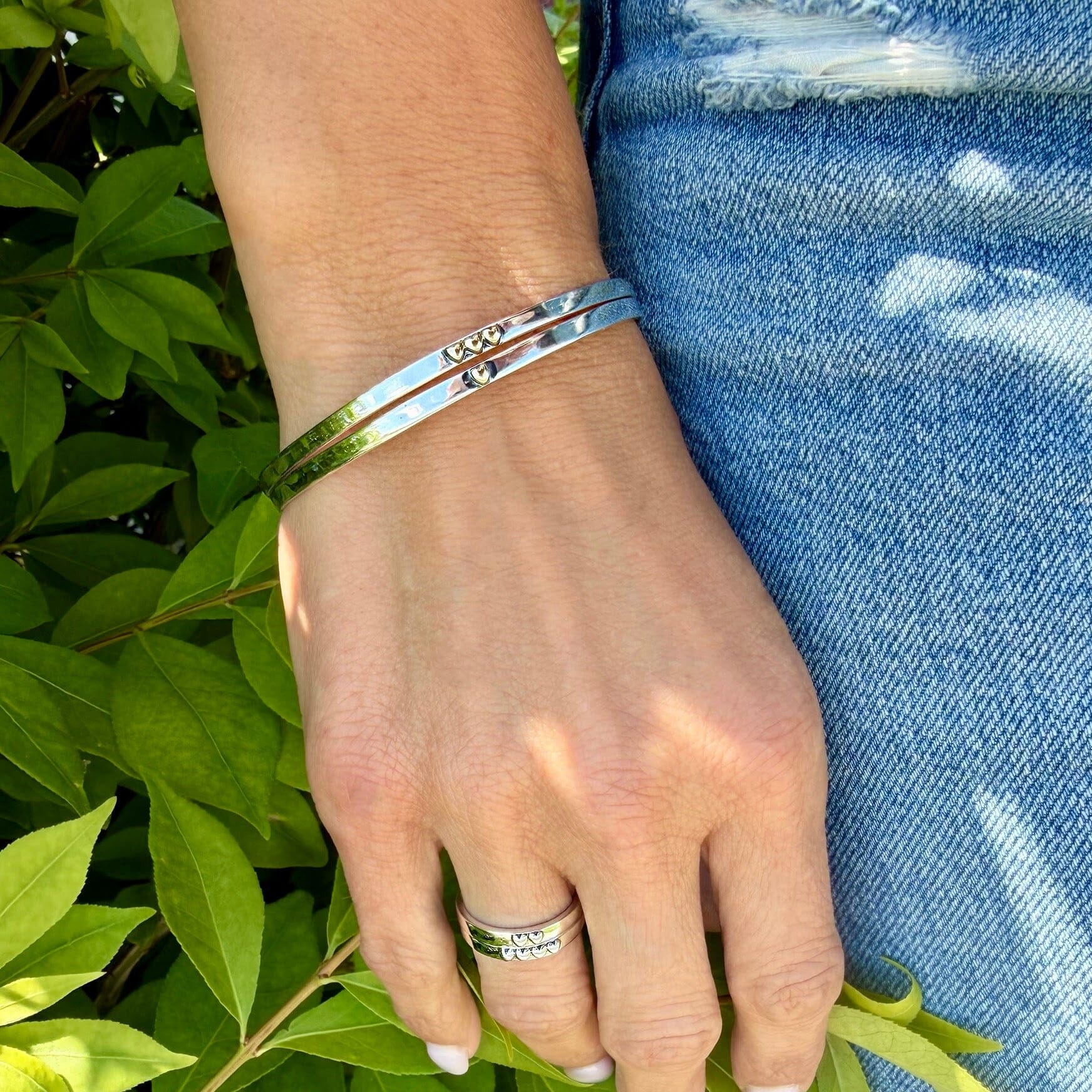 love stoy bangles stacked