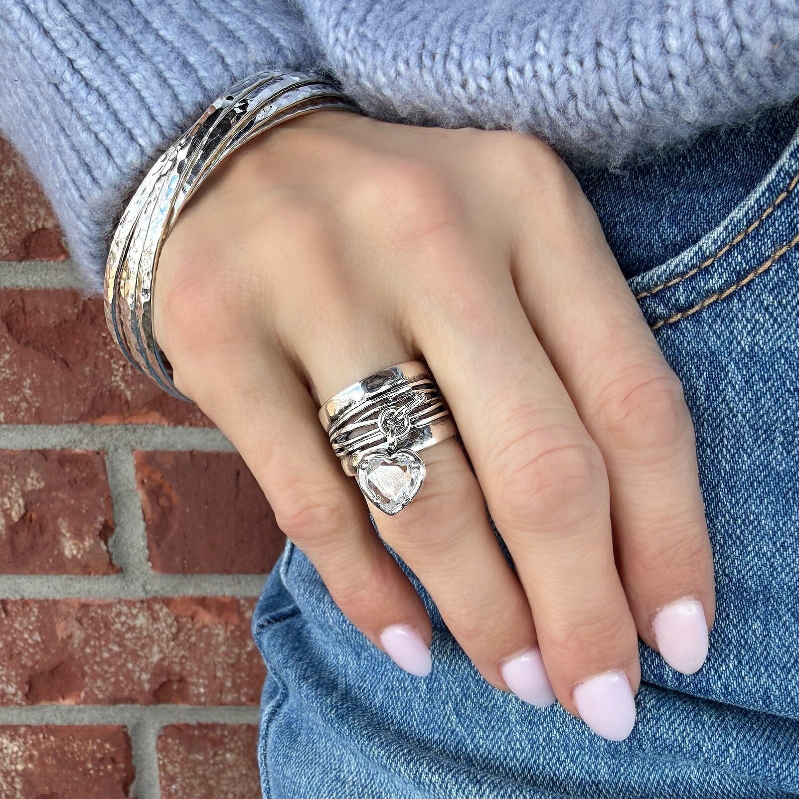 Sterling silver dangle ring