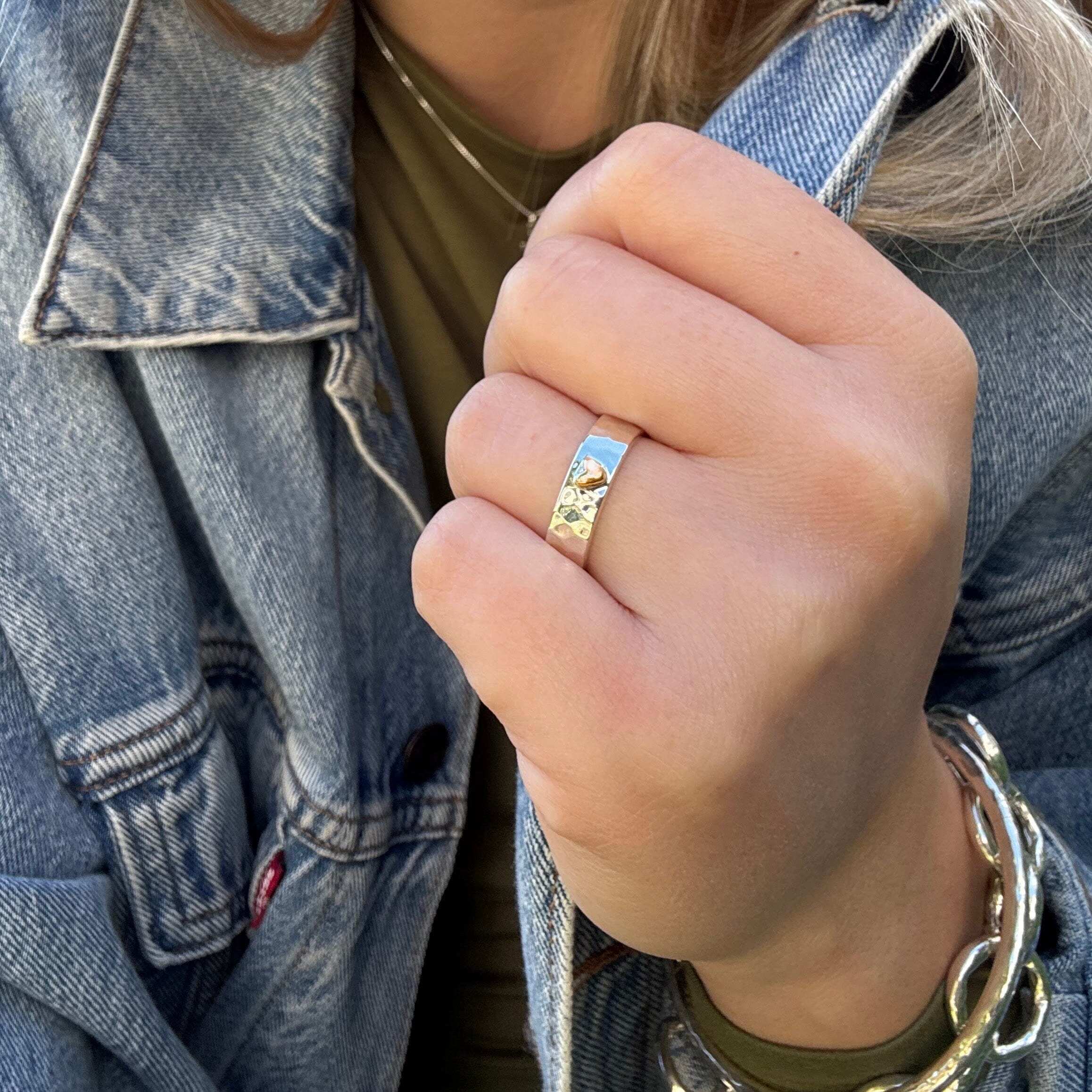 two-toned heart ring